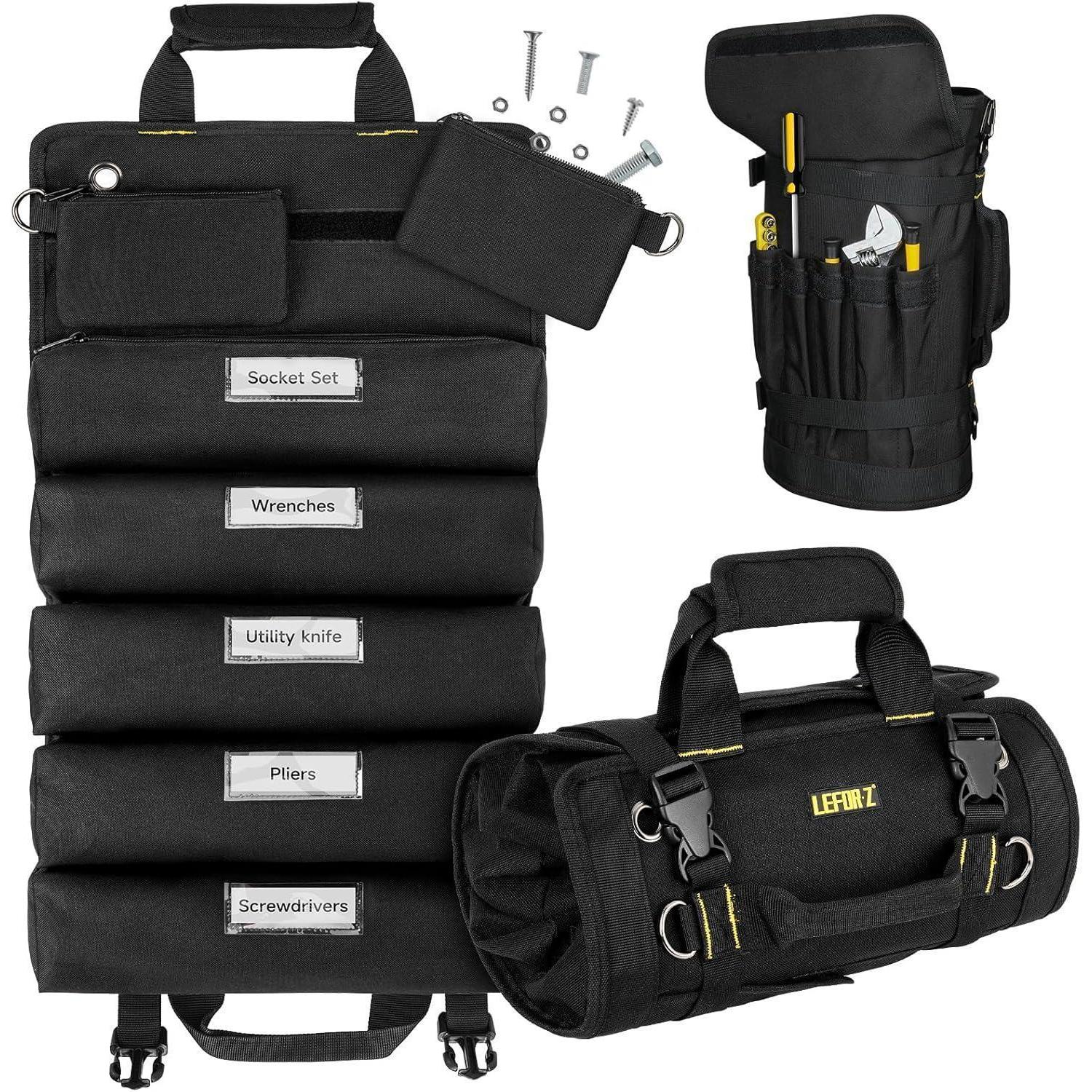 Werkzeug Rolltasche Mit 13 Taschen, Abnehmbar, Schwarz