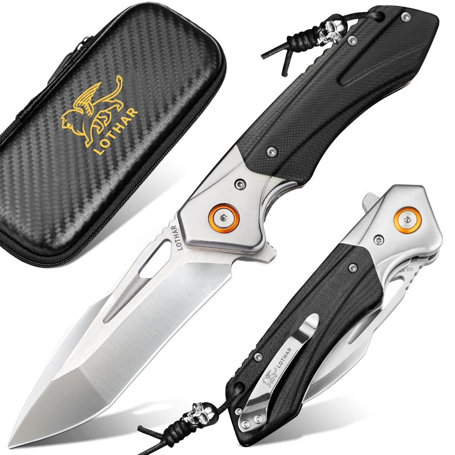 Klappmesser Mit D2 Stahlklinge Und G10 Griff, Einhandmesser Für Outdoor & Camping