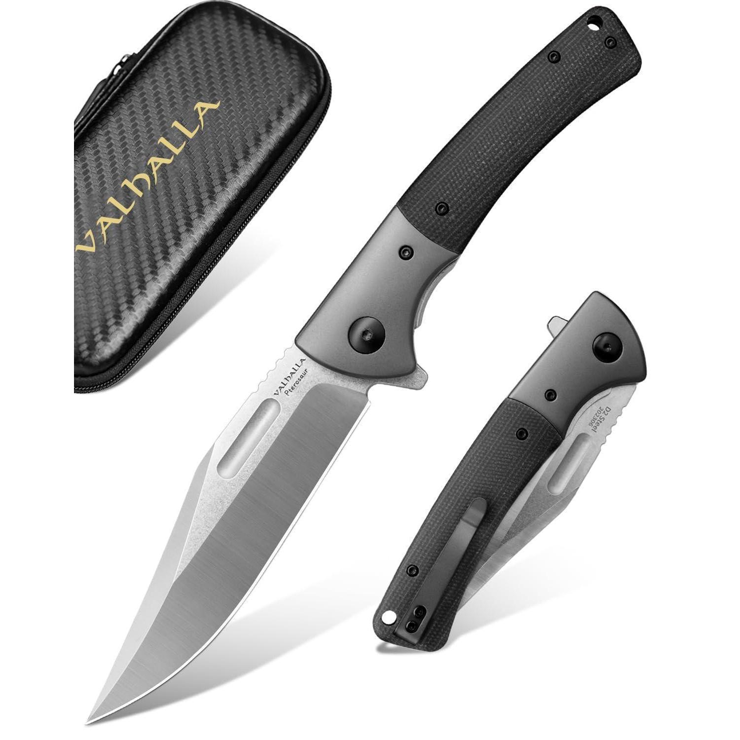 Klappmesser Mit D2 Stahlklinge Und Micarta Griff Einhandmesser Mit Gürtelclip Schwarz