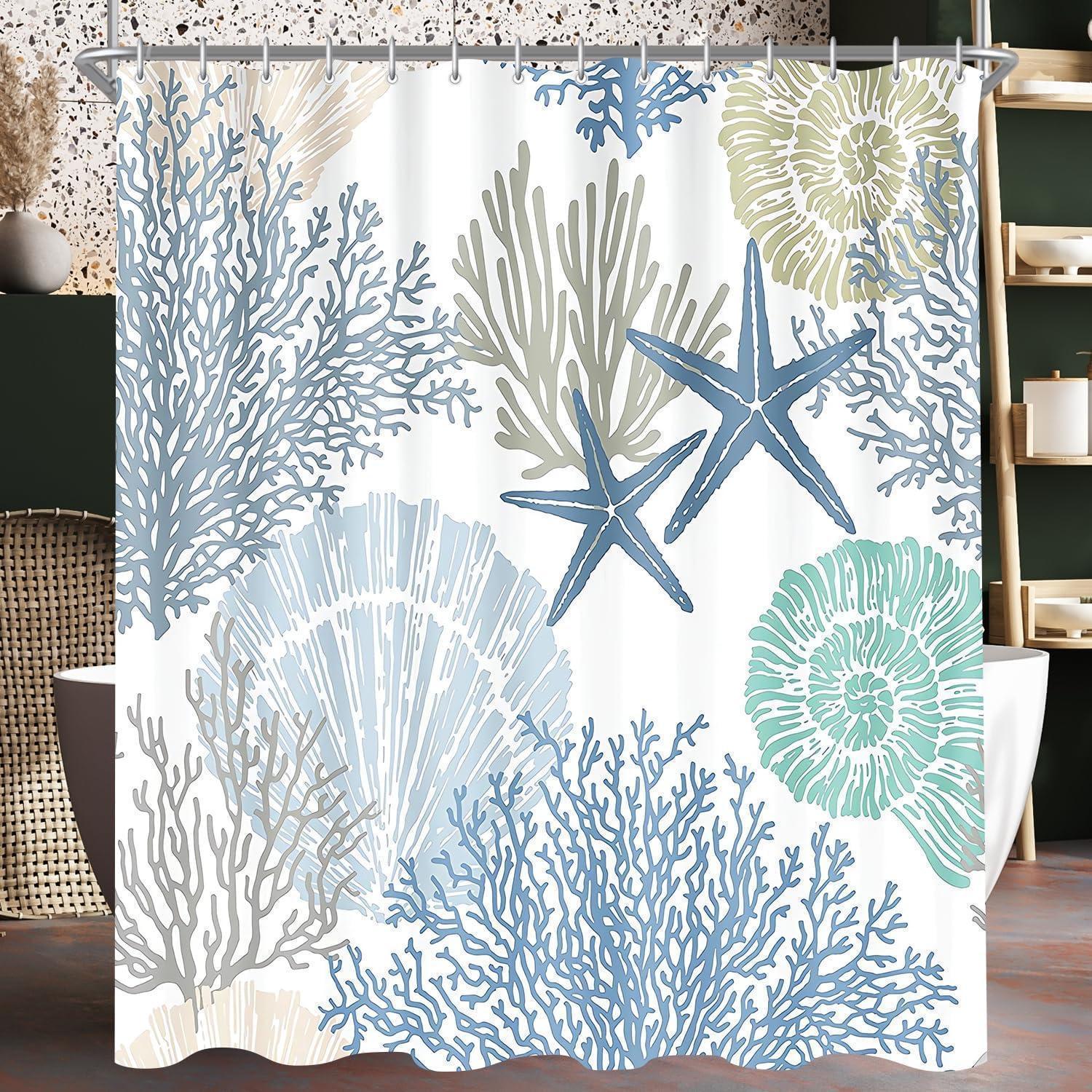 Duschvorhang 180x200 Cm Unterwassermotiv, Textil, Wasserabweisend, Waschbar