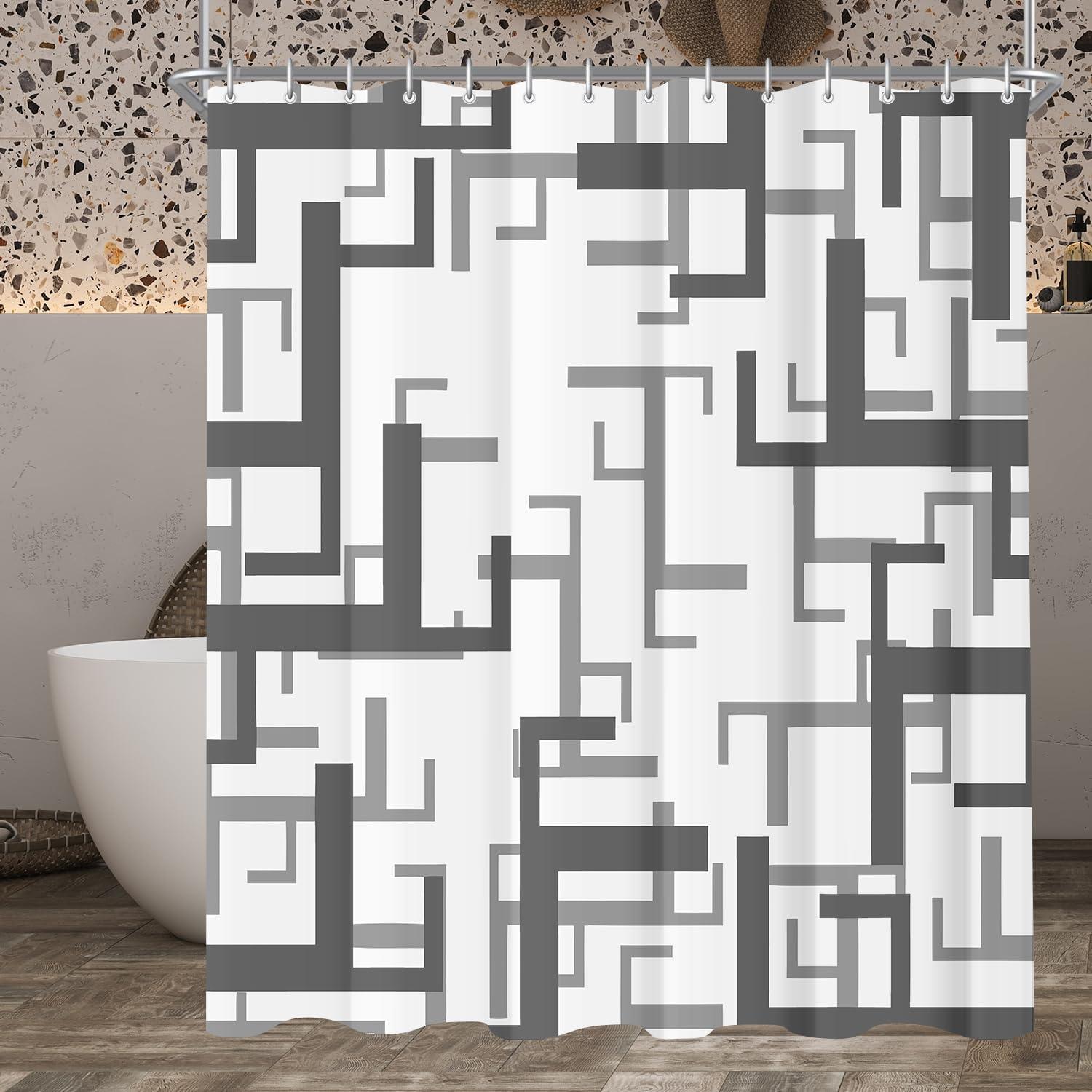 Duschvorhang 150x180cm, Textil, Antischimmel, Wasserabweisend, Waschbar, Mit Haken