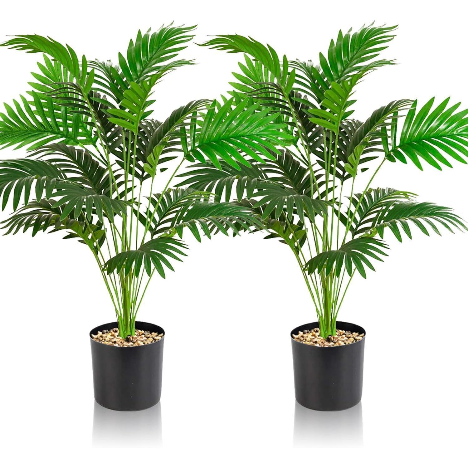 Set Mit 2 Künstlichen Palmen, 90 Cm, Lebensecht, Pflegeleicht, Deko Für Innen & Außen