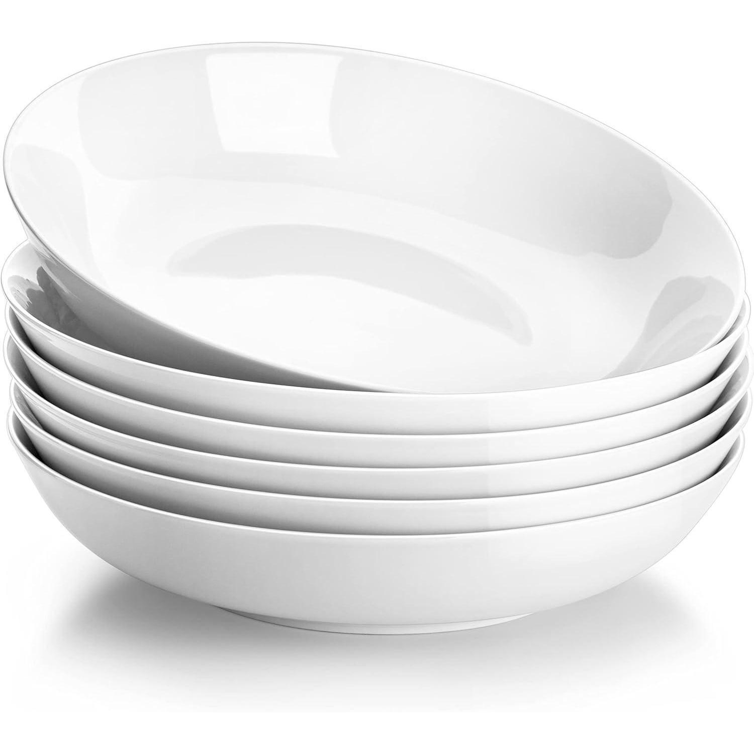 6er Set Pastateller & Suppenteller 1200ml Cremeweiß Porzellan 23cm