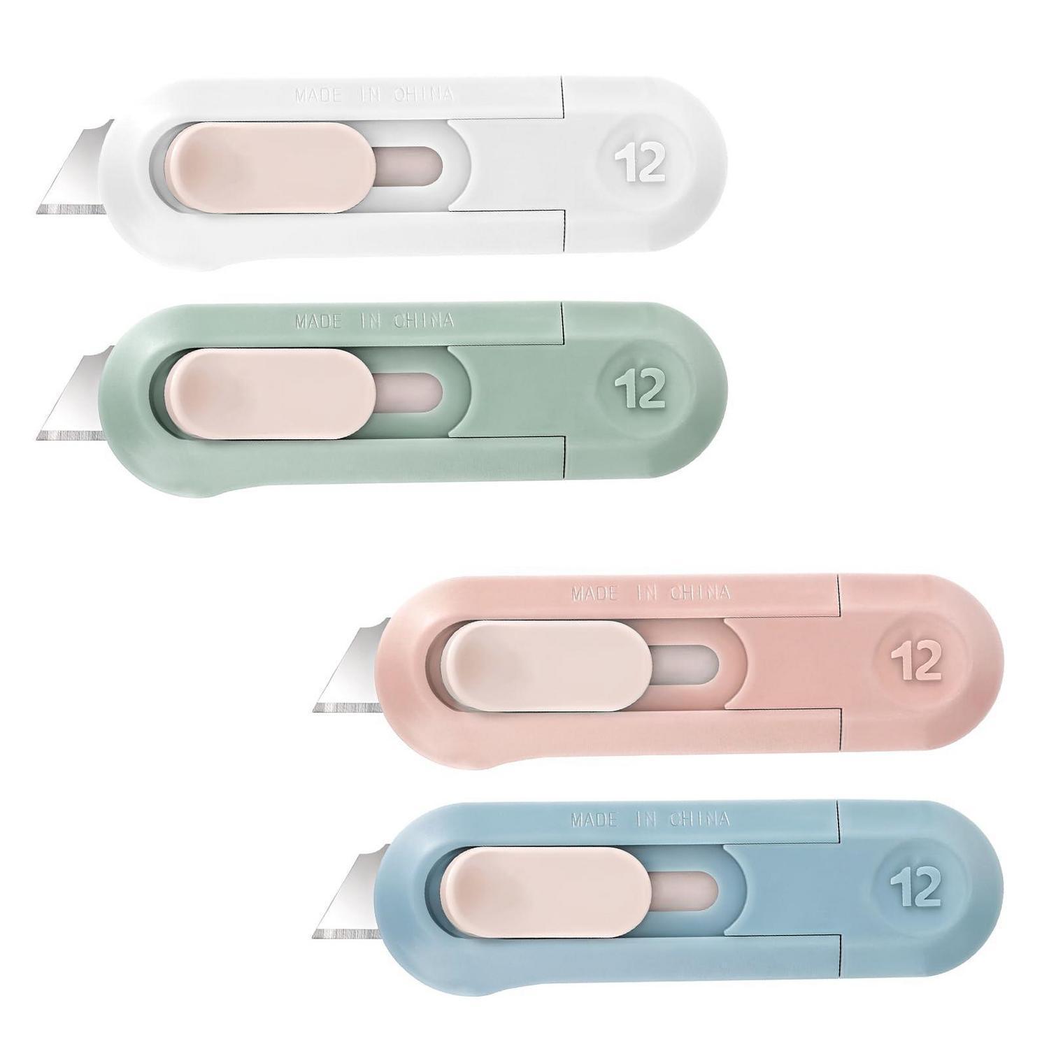 Mini Cuttermesser 4 Stück, Einziehbar, Tragbar, Für Pakete, Briefumschläge, Papier