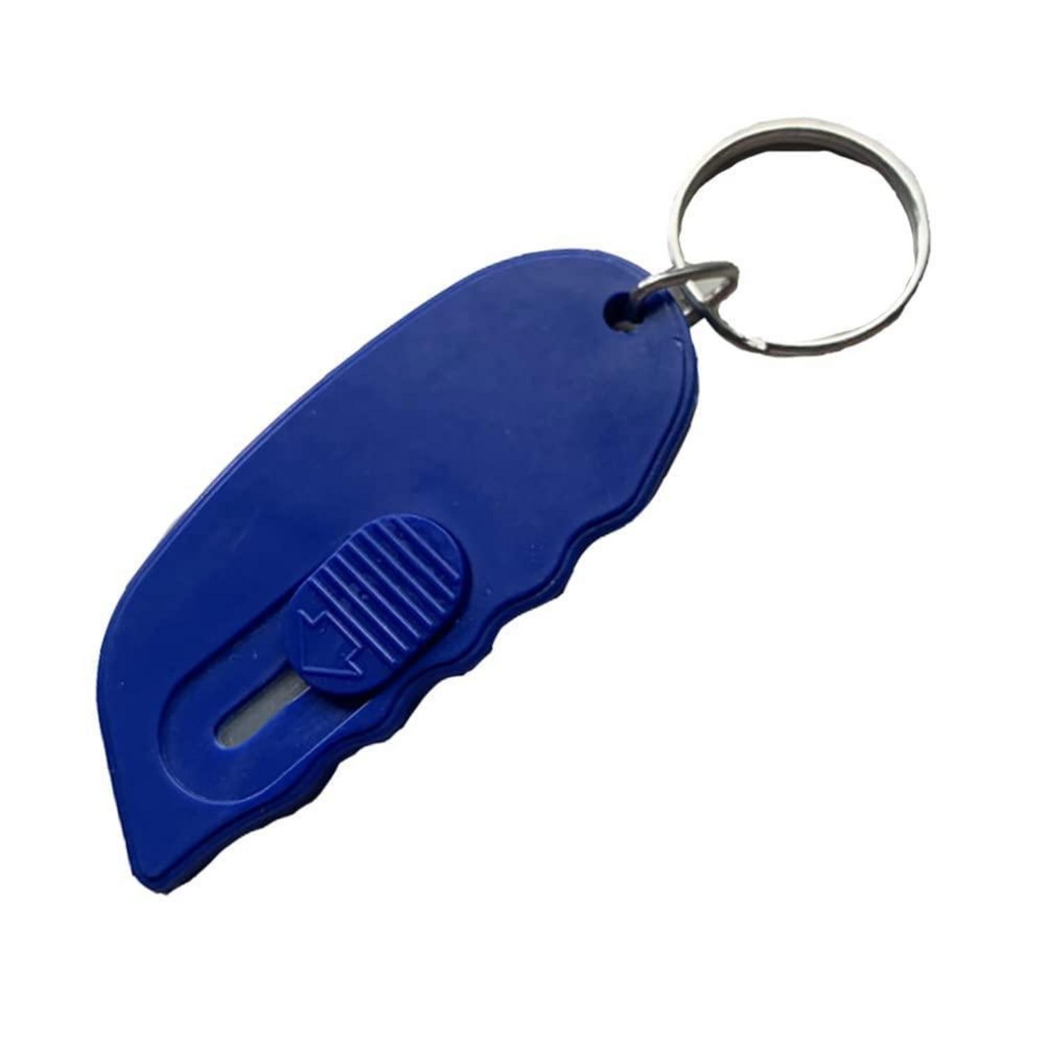 Mini Cuttermesser Mit Schlüsselanhänger, Sicherheitsklinge, Kartonöffner, Blau