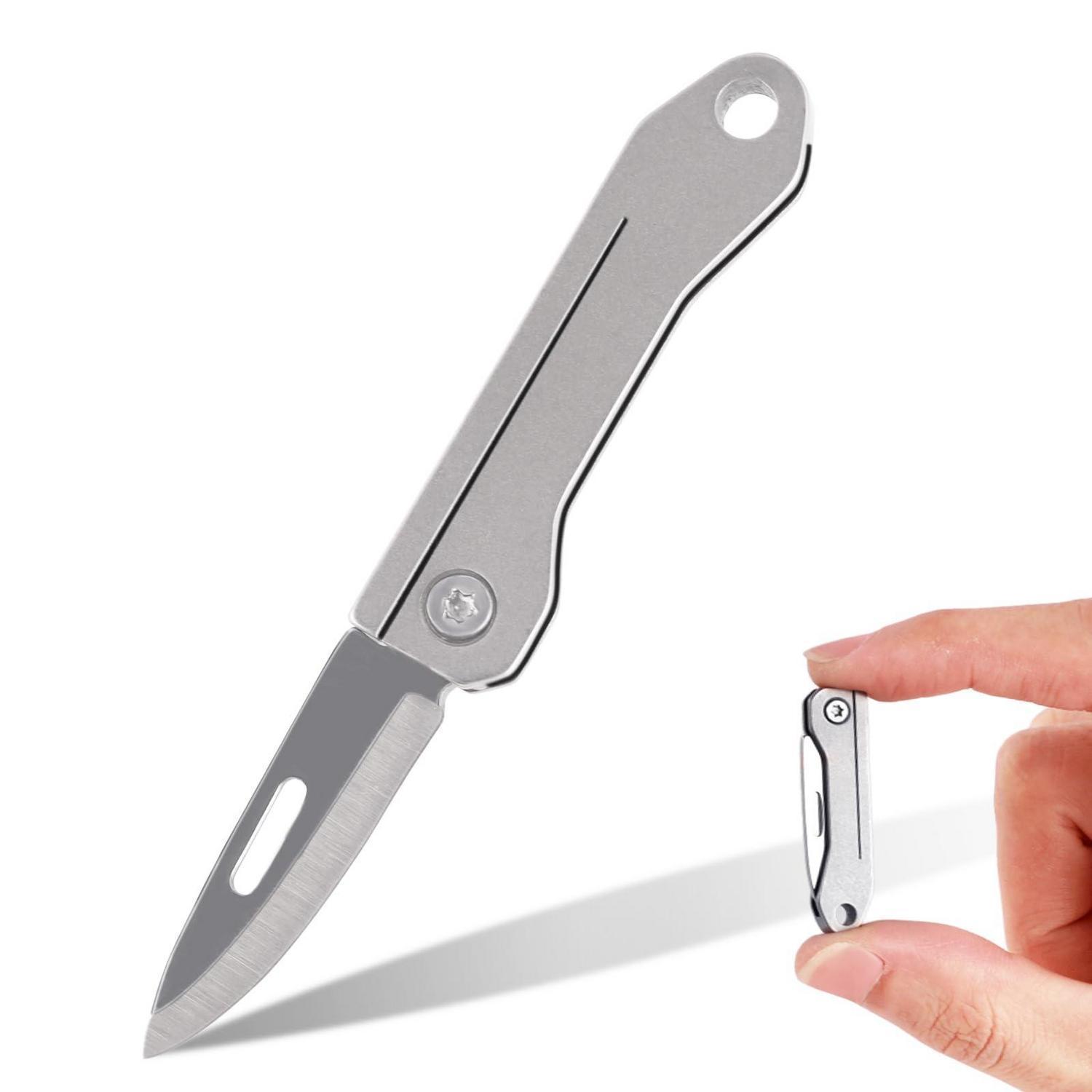 Mini Klappmesser Edelstahl Mit Schlüsselanhänger Für Outdoor & Camping