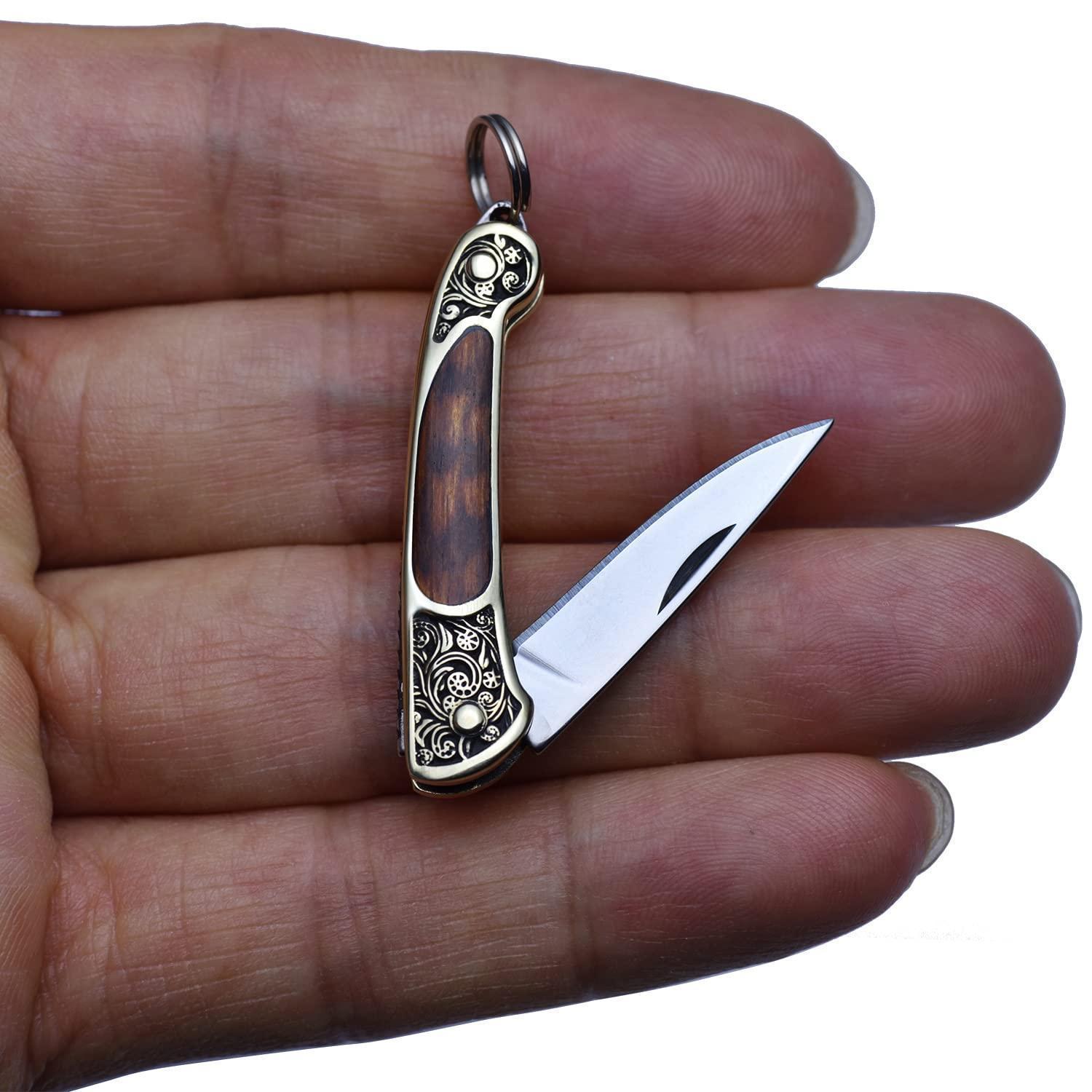 Mini Klappmesser 9g Messing Schlangenholz Schlüsselanhänger Edc Messer Outdoor Camping