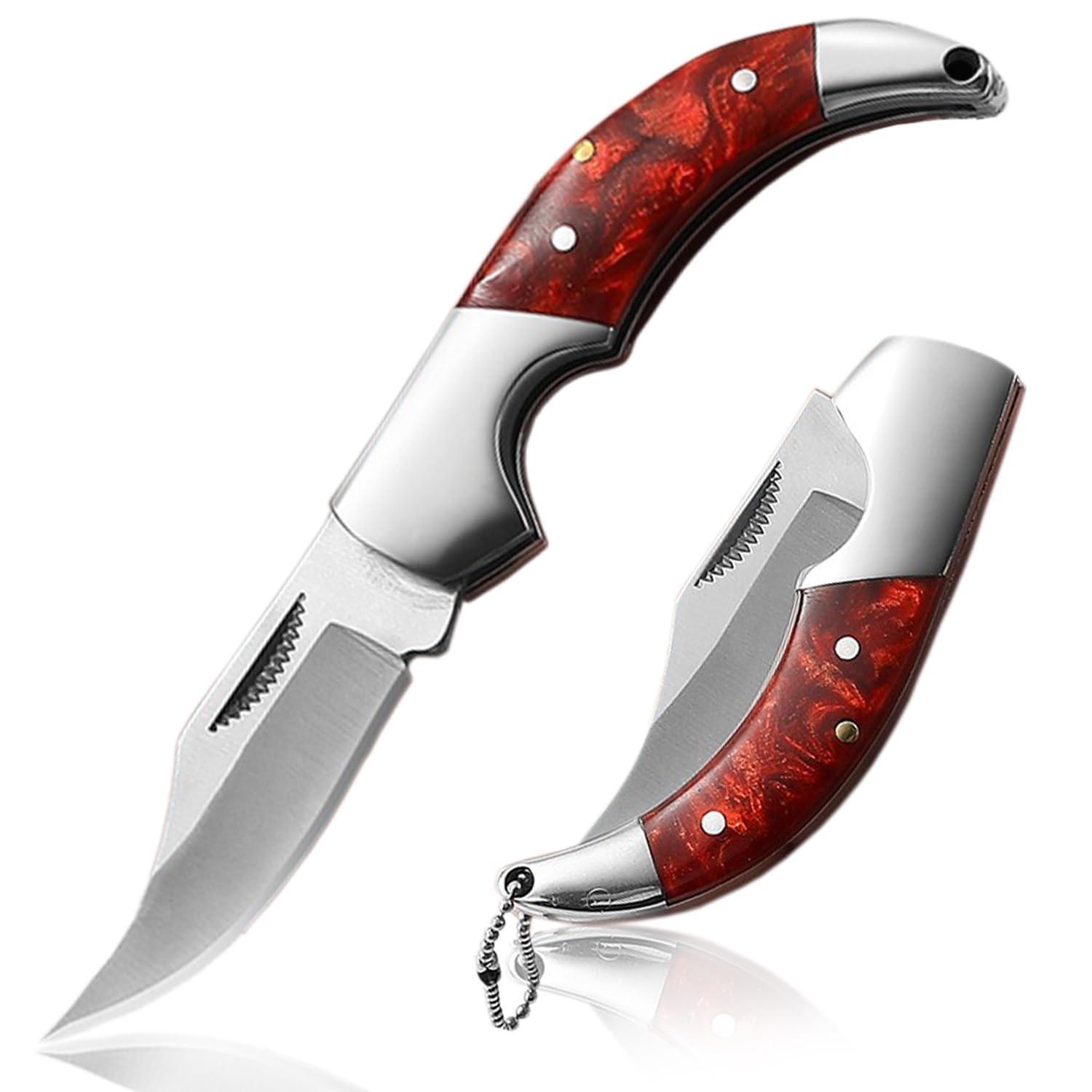 Mini Klappmesser Edelstahl Mit Schlüsselanhänger, Zweihand-messer Für Edc