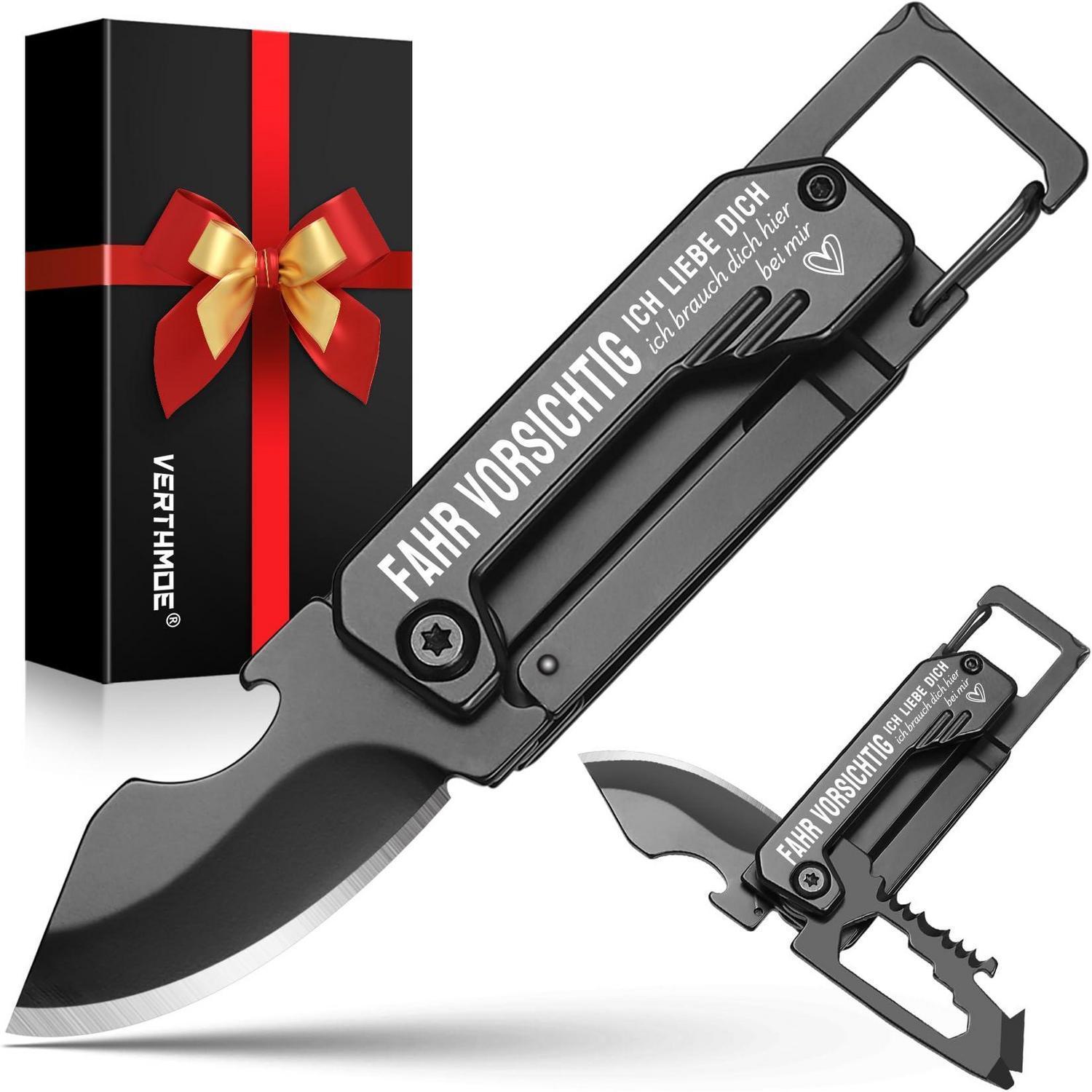 Multitool Klappmesser Mit Schlüsselanhänger & Gravur "fahr Vorsichtig