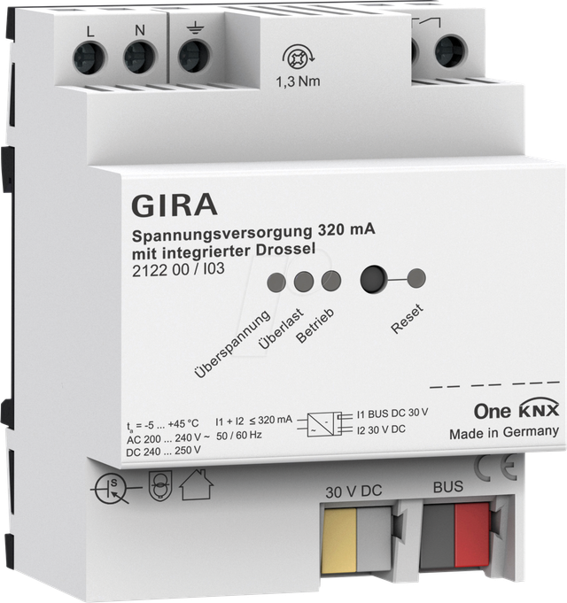 Gira KNX-Spannungsversorgung 320mA Drossel REG 212200