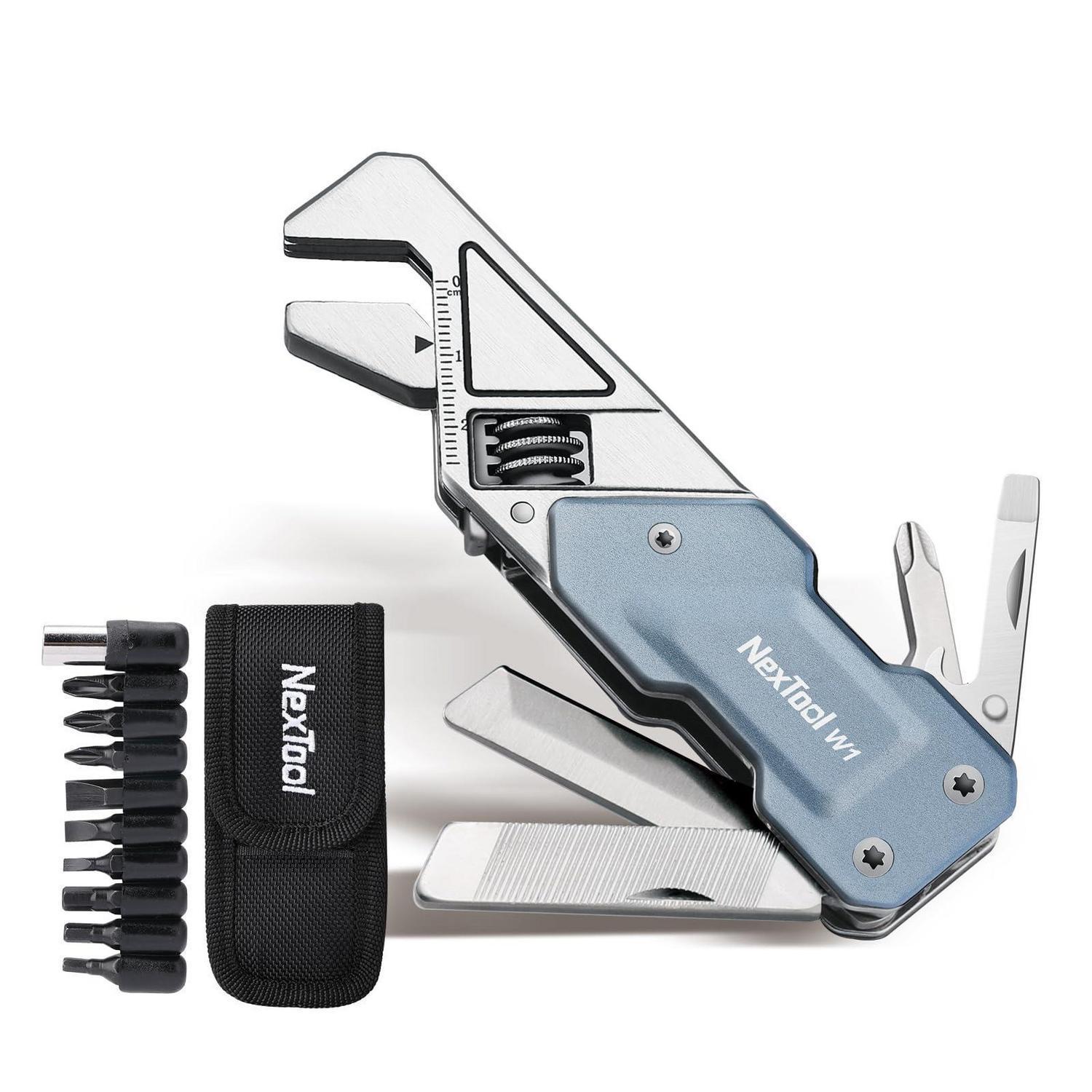 Multitool Mit Rollgabelschlüssel, 9 Bits Und Nylontasche, Edelstahl