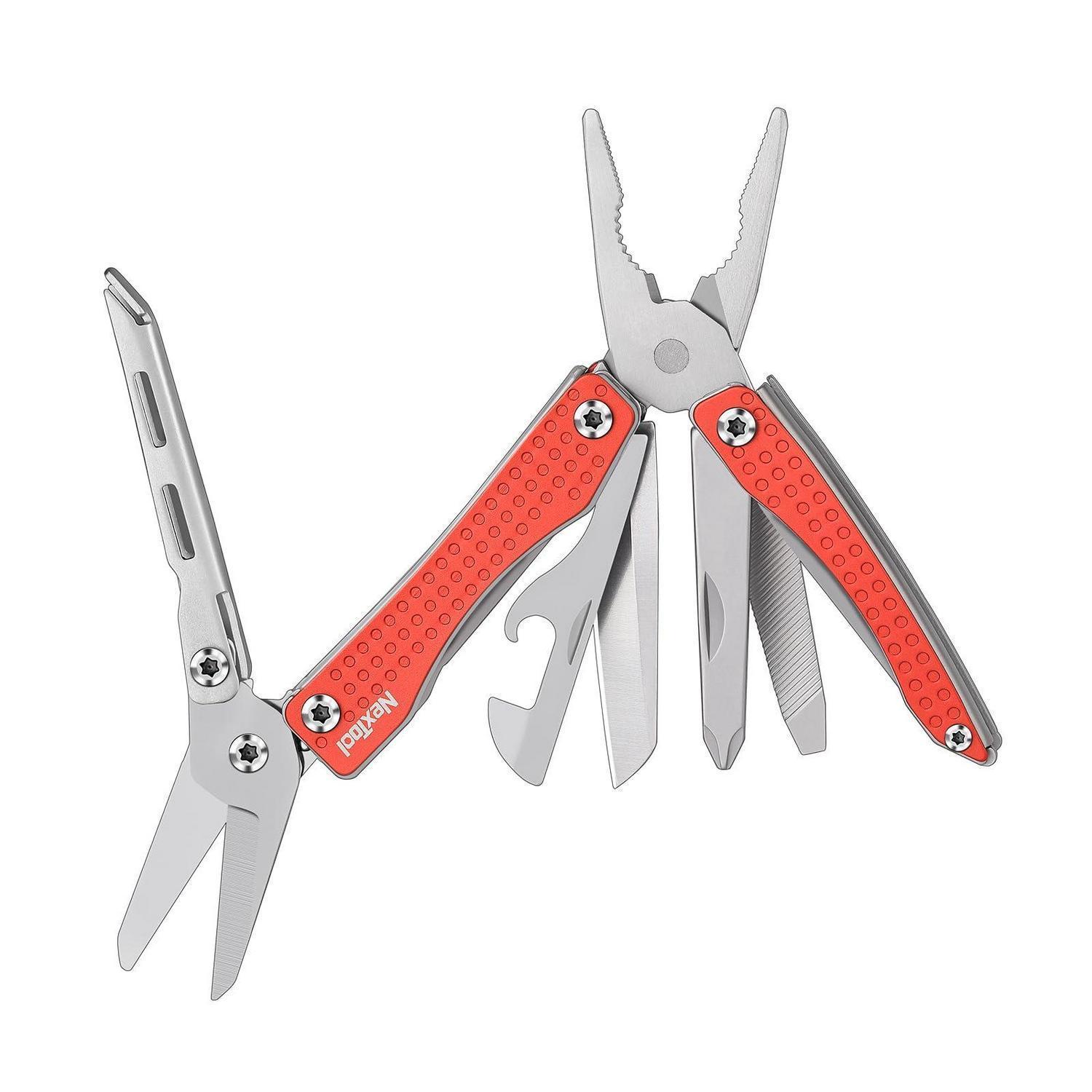 Multifunktionswerkzeug 10-in-1 Rot Taschenwerkzeug Mit Zange, Messer, Schraubendreher Für Camping & Outdoor