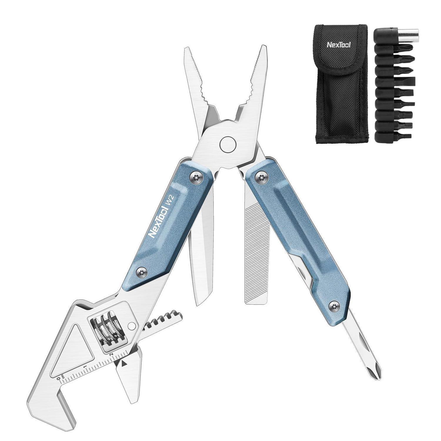 Multitool Mit Verstellbarem Schraubenschlüssel, 8-in-1 Werkzeug Mit 9-in-1 Bits Set Und Nylonscheide