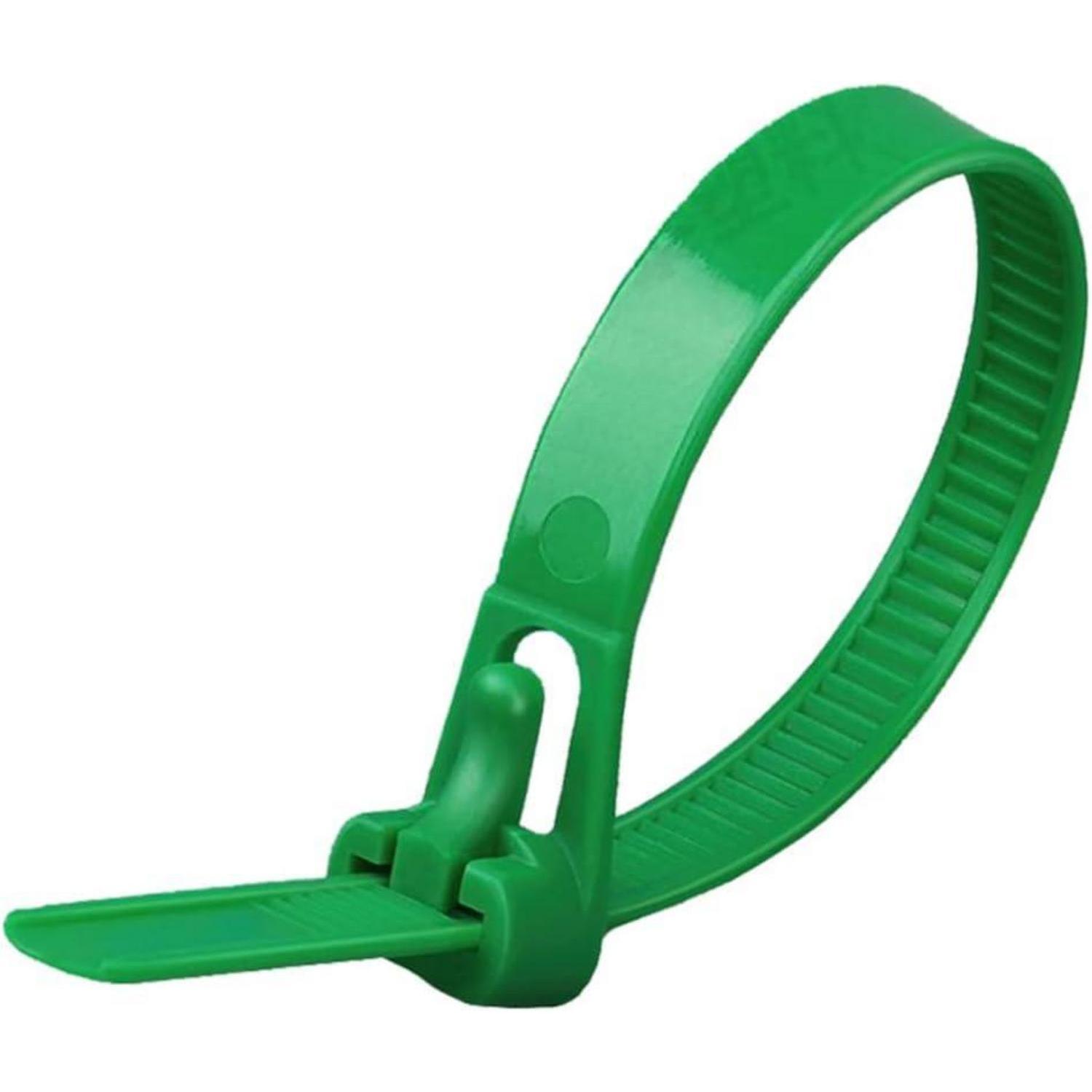 Wiederverschließbare Kabelbinder Grün 200mm Uv-beständig 100 Stück Nylon 6.6