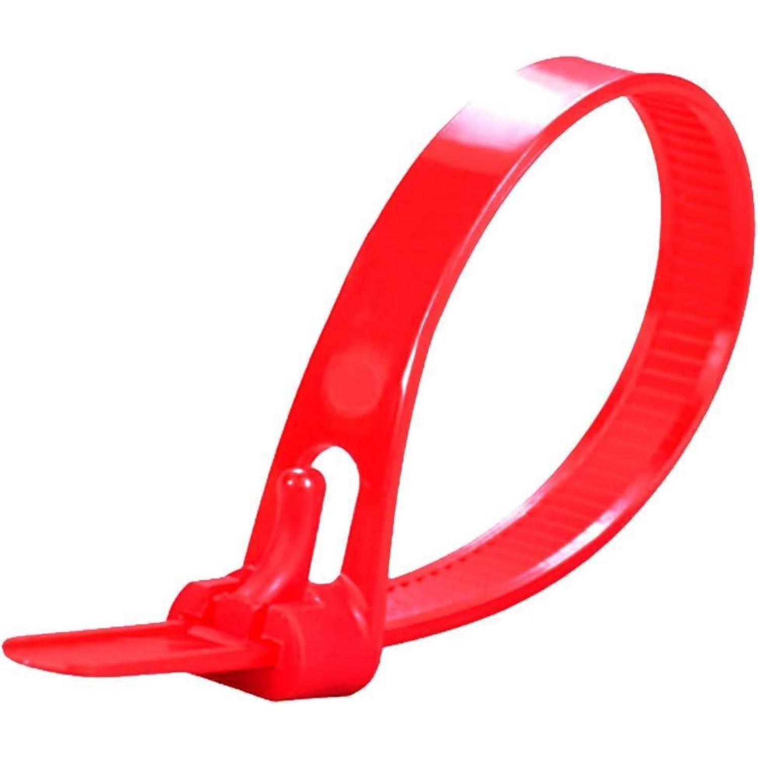 Wiederverschließbare Kabelbinder Rot 200mm Uv-beständig Nylon 100 Stück