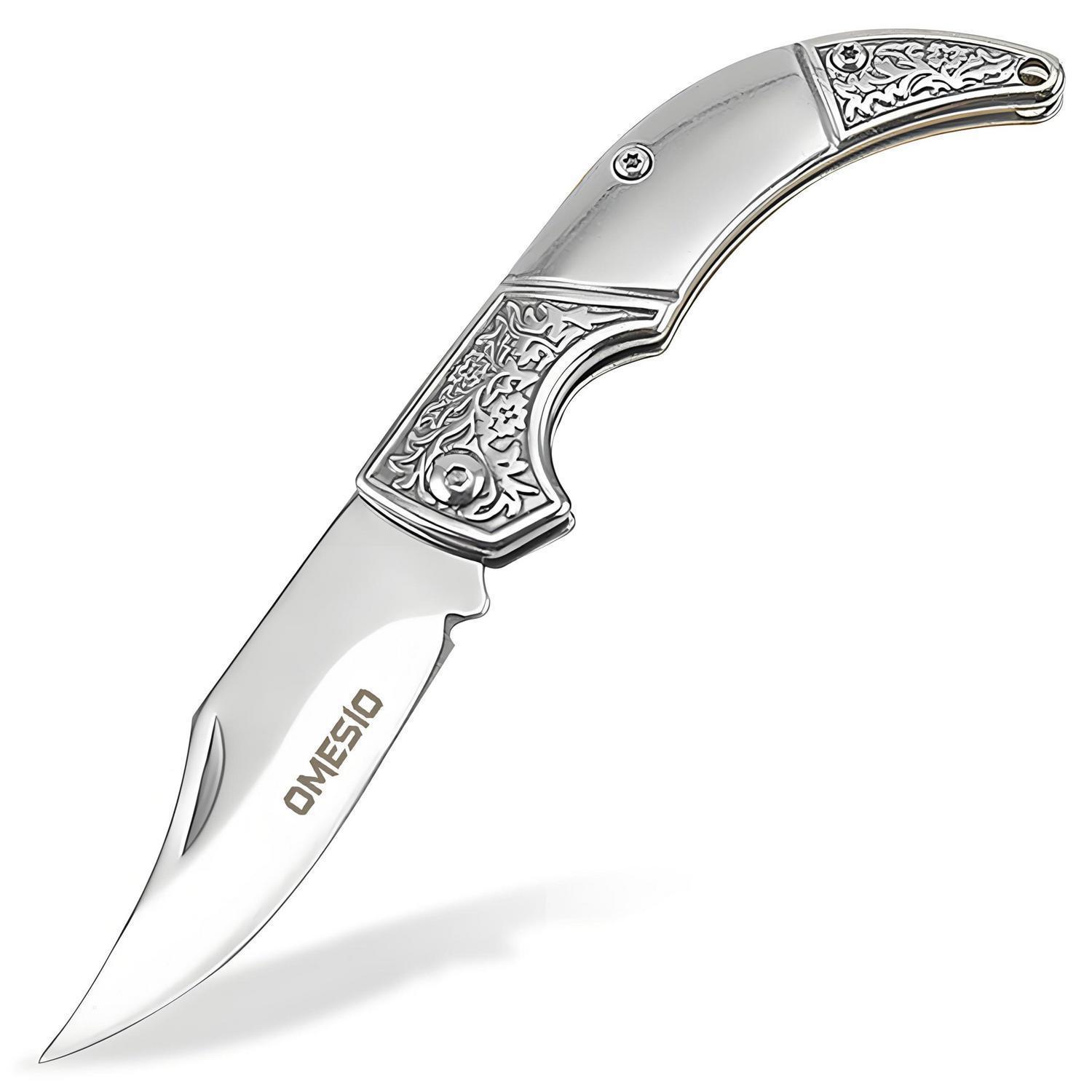 Mini Klappmesser 8,5 Cm Zweihand Taschenmesser Mit Schlüsselanhänger, Scharf, Silber
