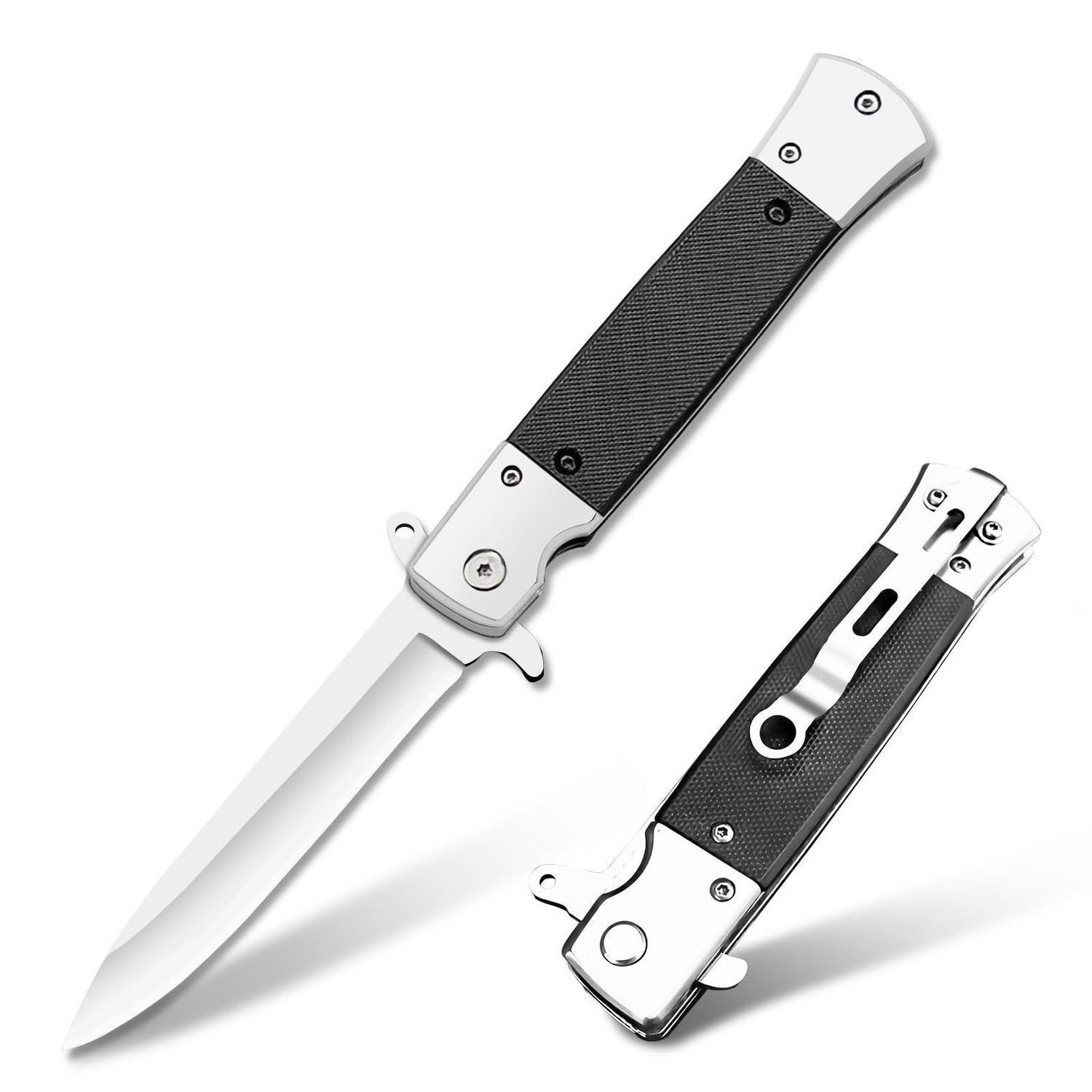 Klappmesser Mit Einhandöffnung, Edelstahlklinge, Faltbar Für Camping & Angeln