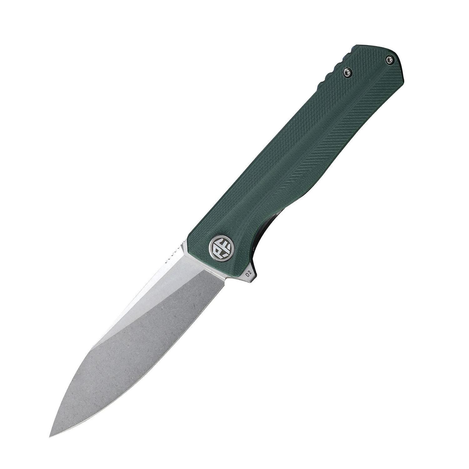 Klappmesser Mit D2 Klinge, G10 Griff Und Kugellager, Stonewashed, Grün