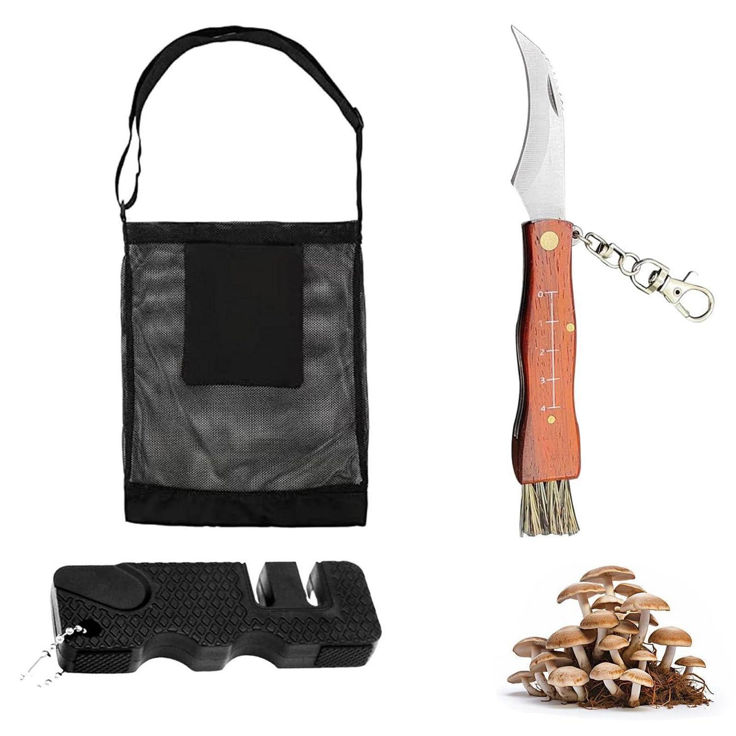 Pilzmesser Set Mit Bürste, Lineal Und Tasche, Edelstahl Klappmesser Für Pilzsammler
