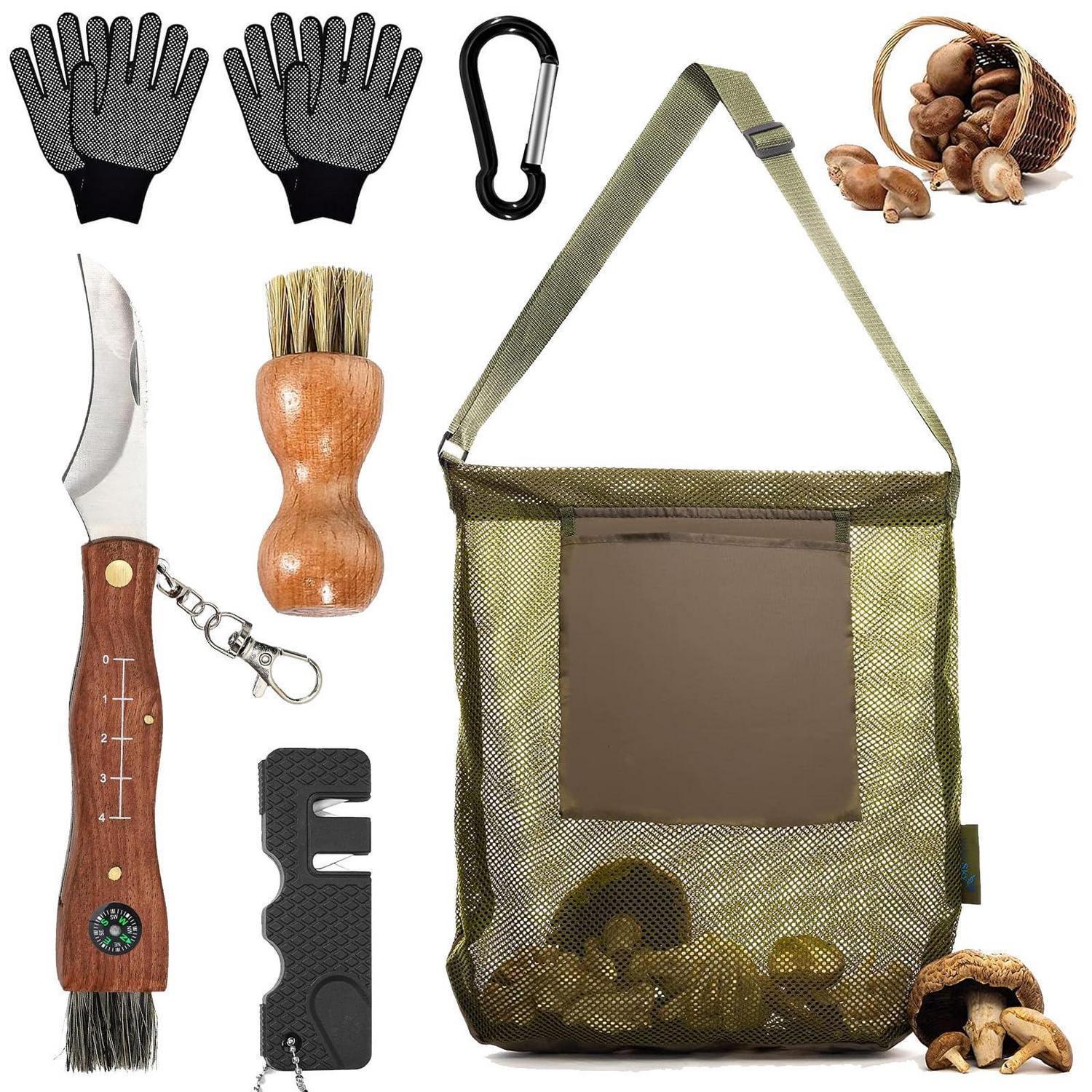 Pilzmesser Set Mit Bürste, Tasche & Handschuhen Für Outdoor & Camping