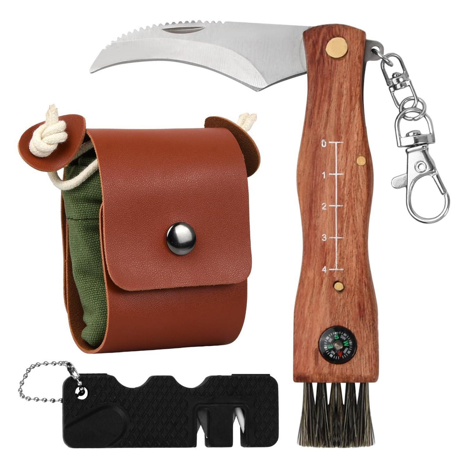 Pilzmesser Mit Bürste, Kompass Und Tasche, Klappmesser Für Outdoor & Camping