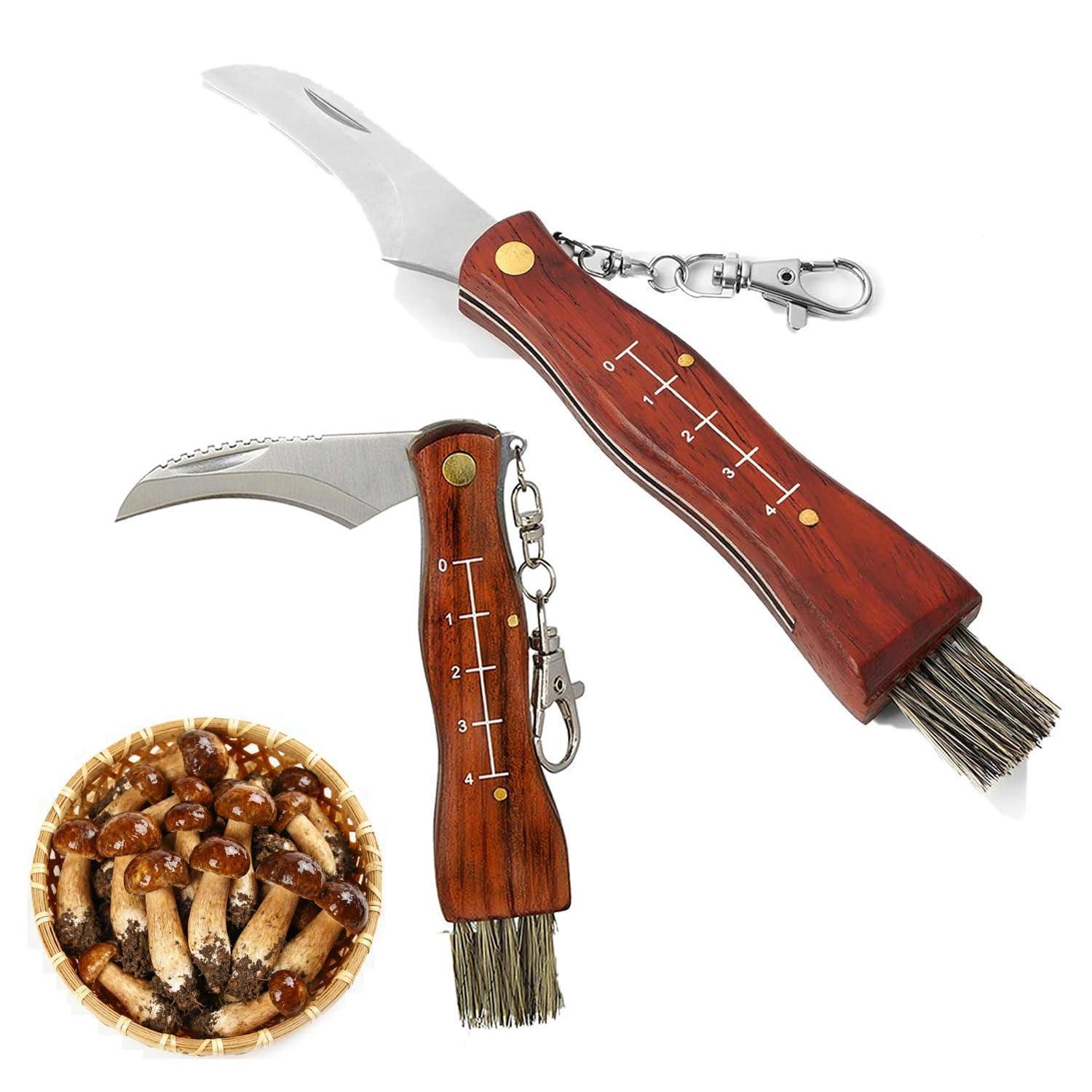 Pilzmesser Mit Bürste, Klappbar, Holzgriff, Outdoor, Geschenk Für Sammler