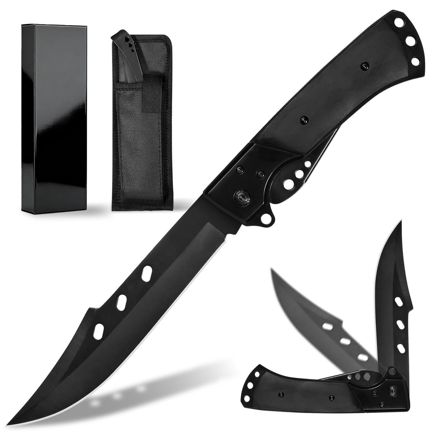 Klappmesser 14cm Klinge 440c Stahl Holzgriff Mit Nylonscheide Für Camping
