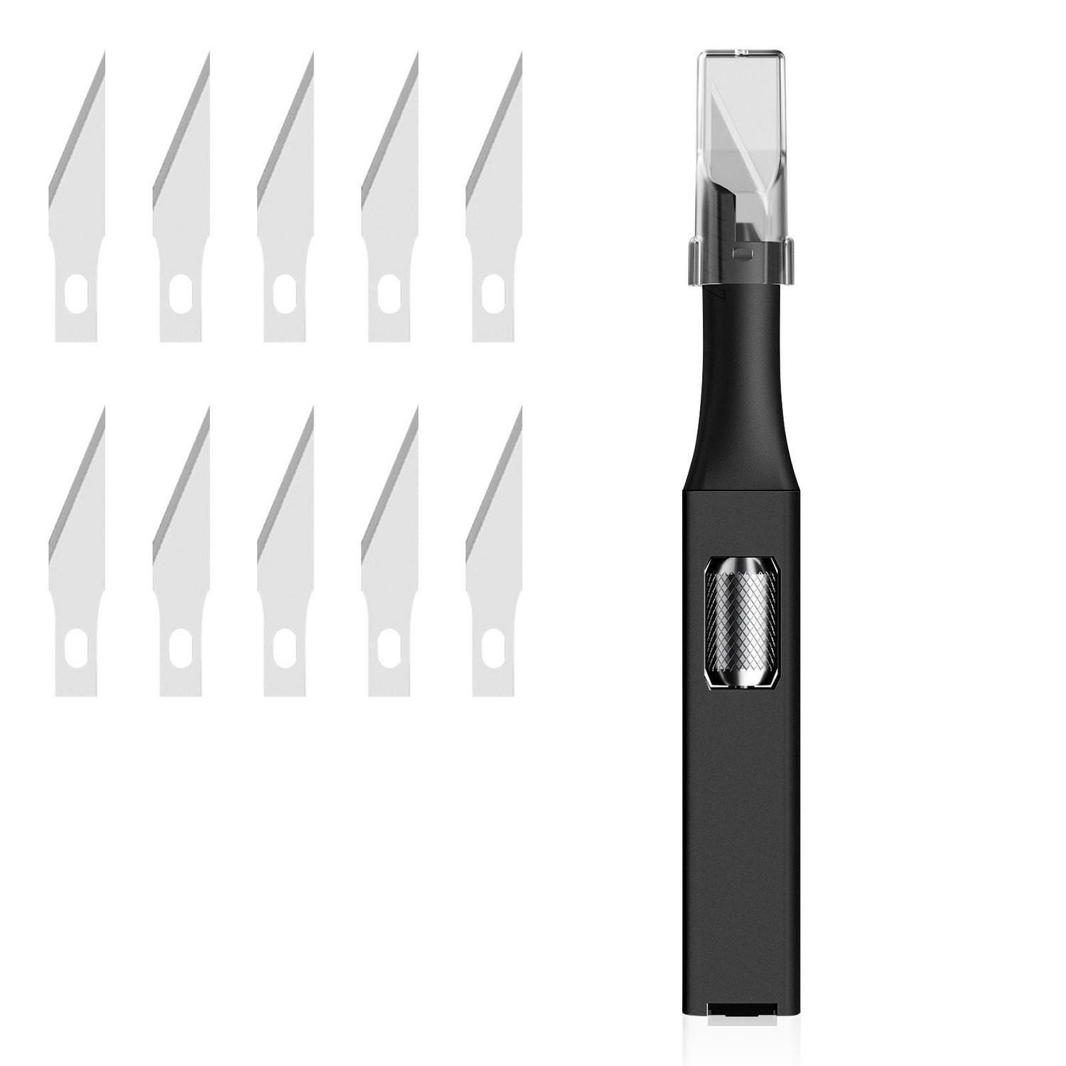Präzisions-bastelmesser Mit 10 Ersatzklingen, Aluminiumgriff, Schwarz