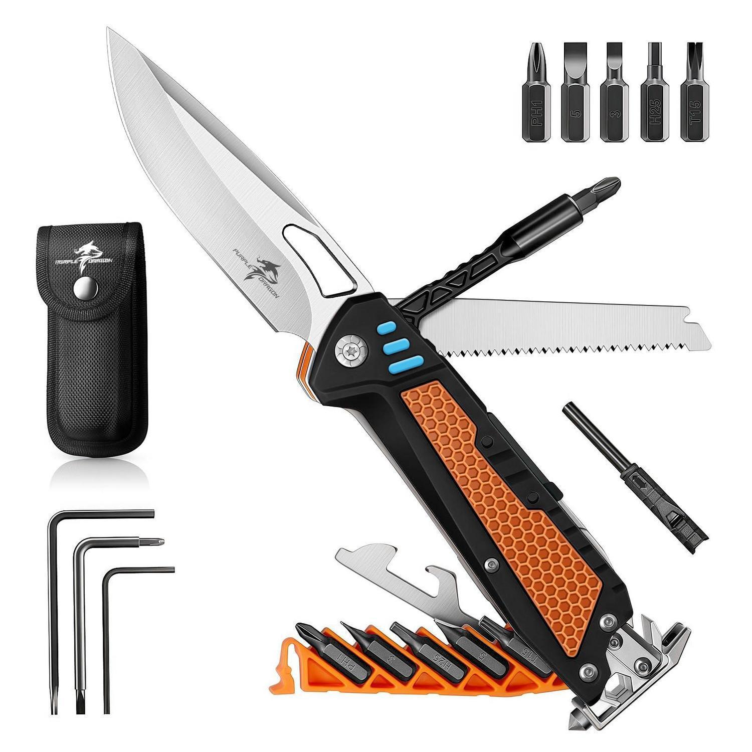 13-in-1 Multitool Klappmesser Mit Magnetischen Bits, Rutschfestem Griff, Tasche