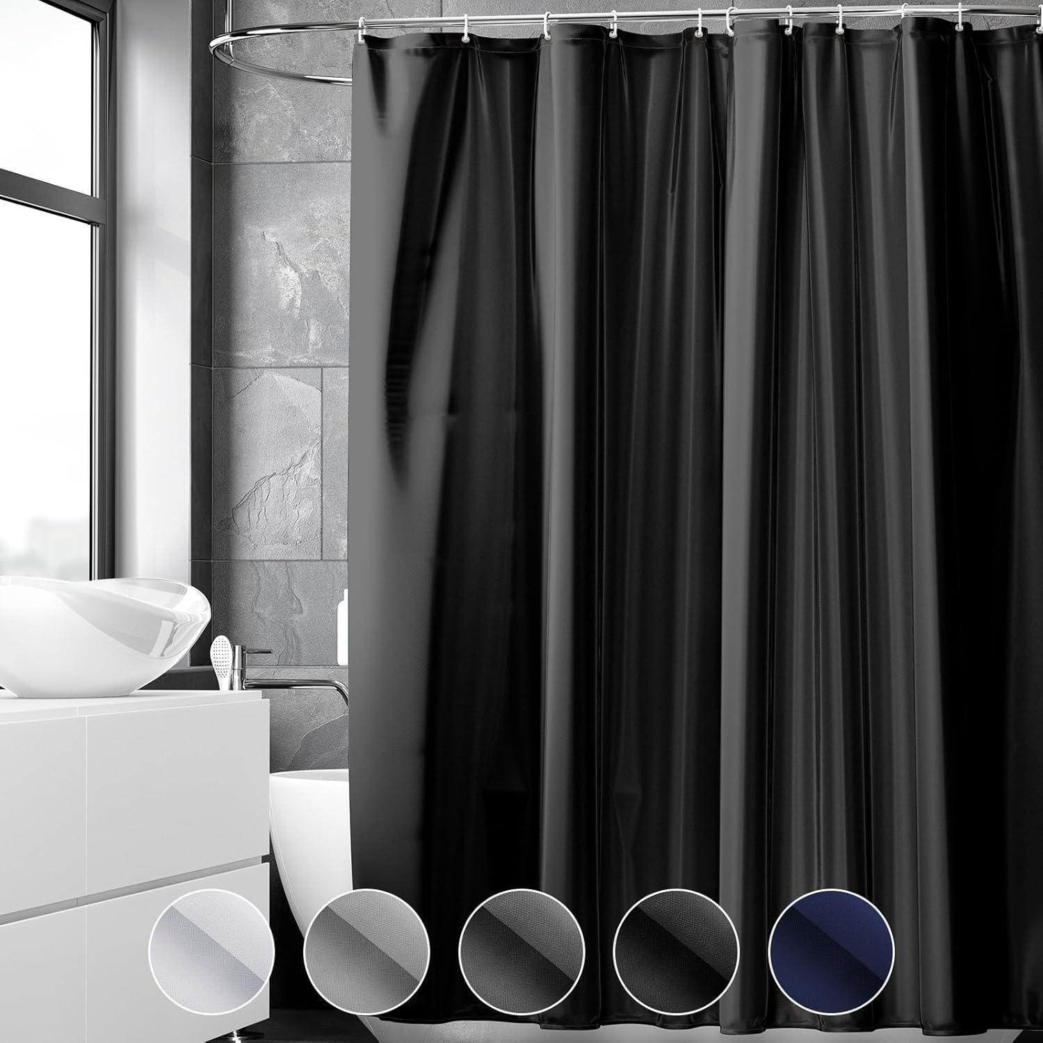 Duschvorhang 180x220 Cm, Wasserabweisend, Antibakteriell, Waschbar, Schwarz