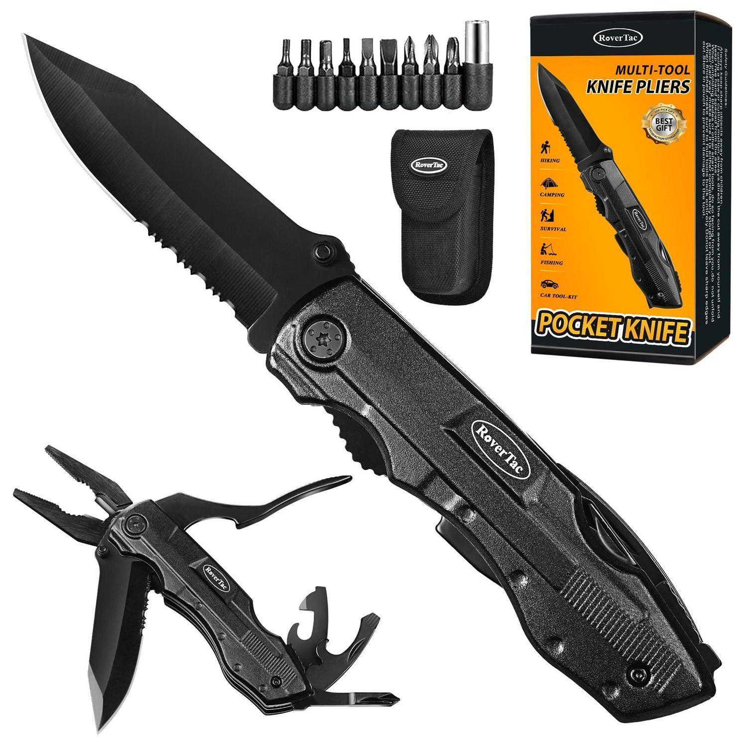 Multitool Taschenmesser Mit Zange, 9 Bits, Sicherheitsschloss, Nylonscheide