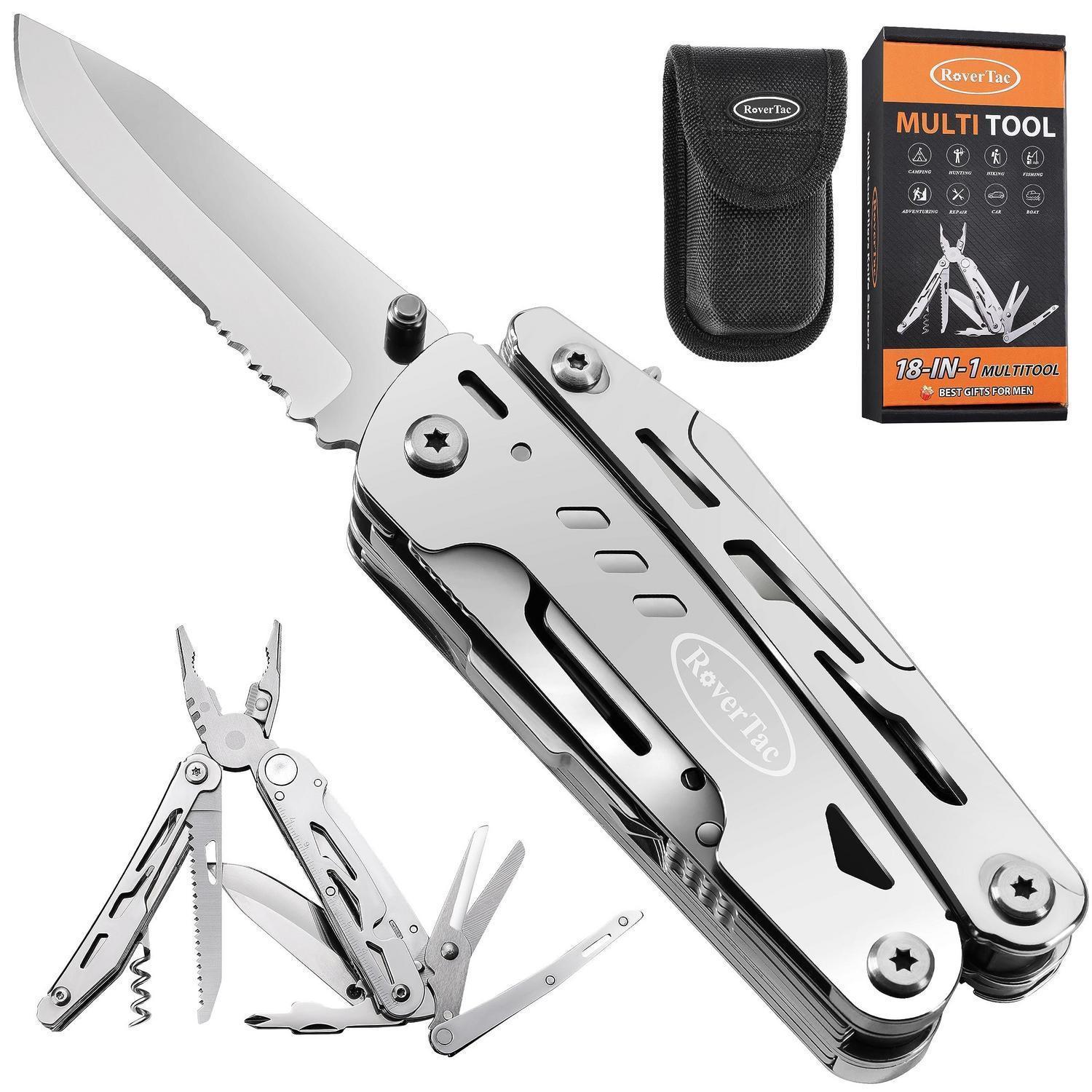 Multitool Klappmesser 18-in-1 Mit Zange, Schraubendreher, Schere, Edelstahl, Inkl. Etui