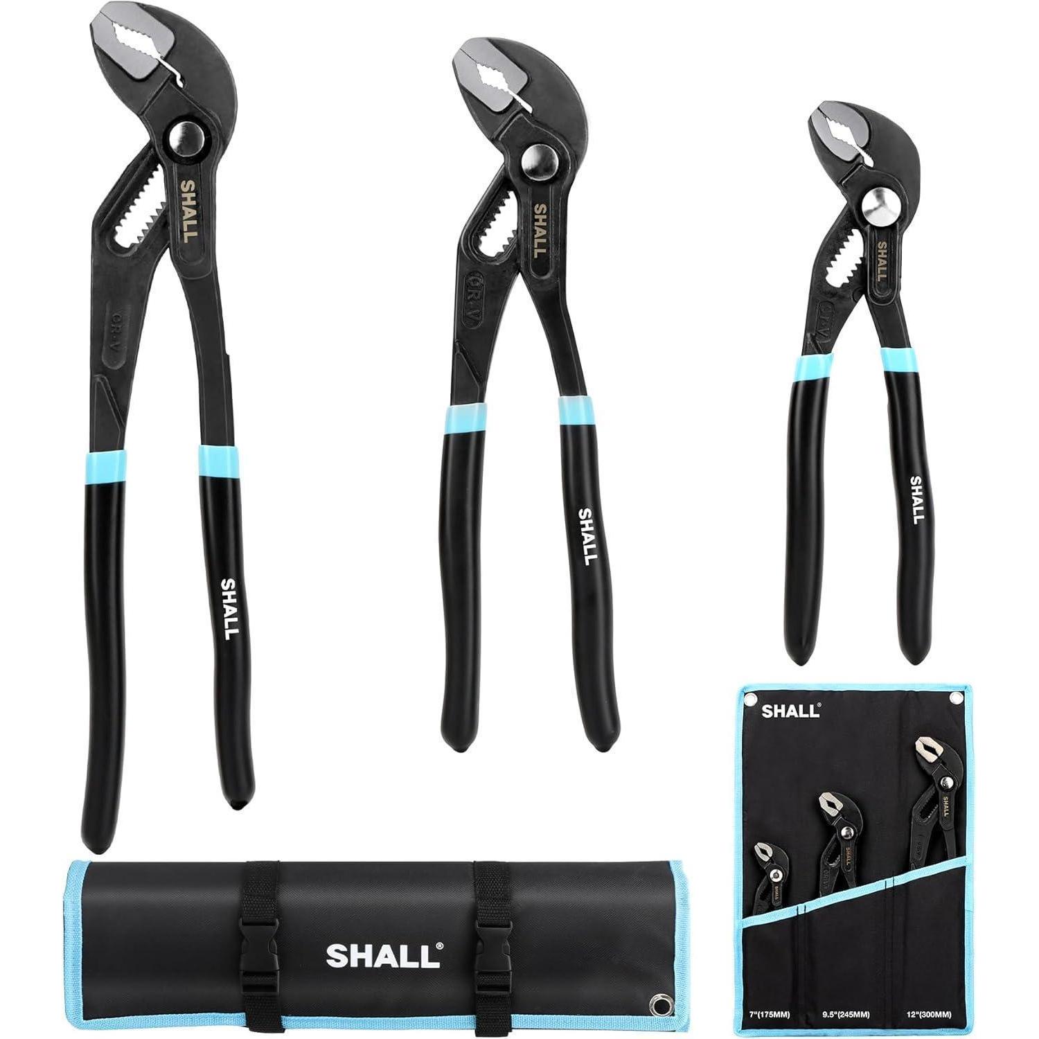 3-teiliges Nut-gelenk-zangen-set, Wasserpumpenzangen Aus Cr-v-stahl, 7-12 Zoll, Mit Rolltasche
