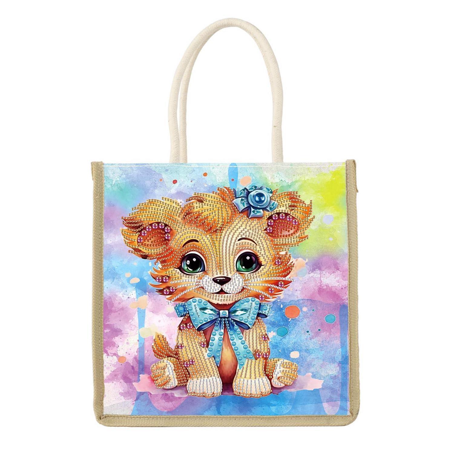 Diamond Painting Einkaufstasche Mit Hundemotiv, 26x26cm, Stofftasche Zum Selbermachen