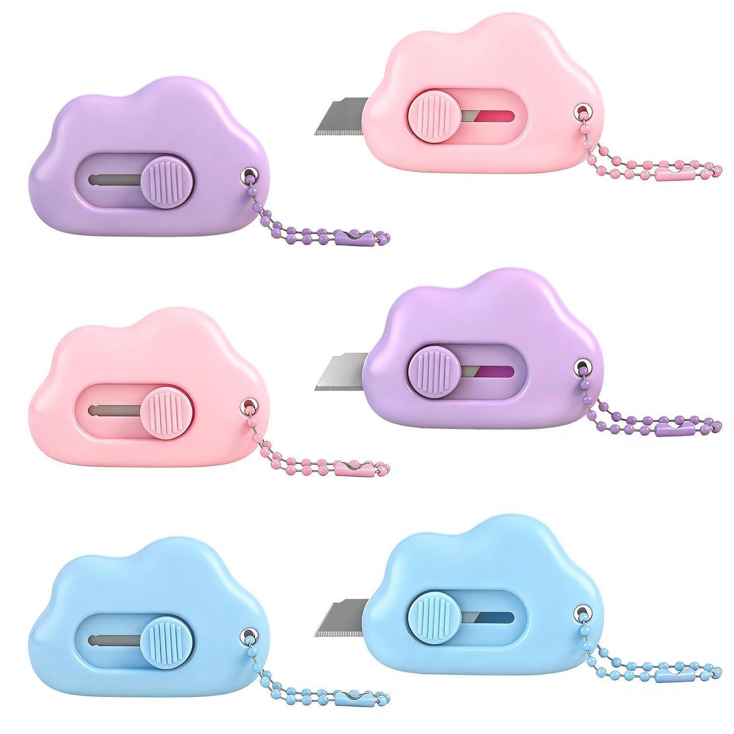 Mini Cutter Set Wolkenform, 6 Stück, Tragbar, Einziehbar, Für Papier & Karton