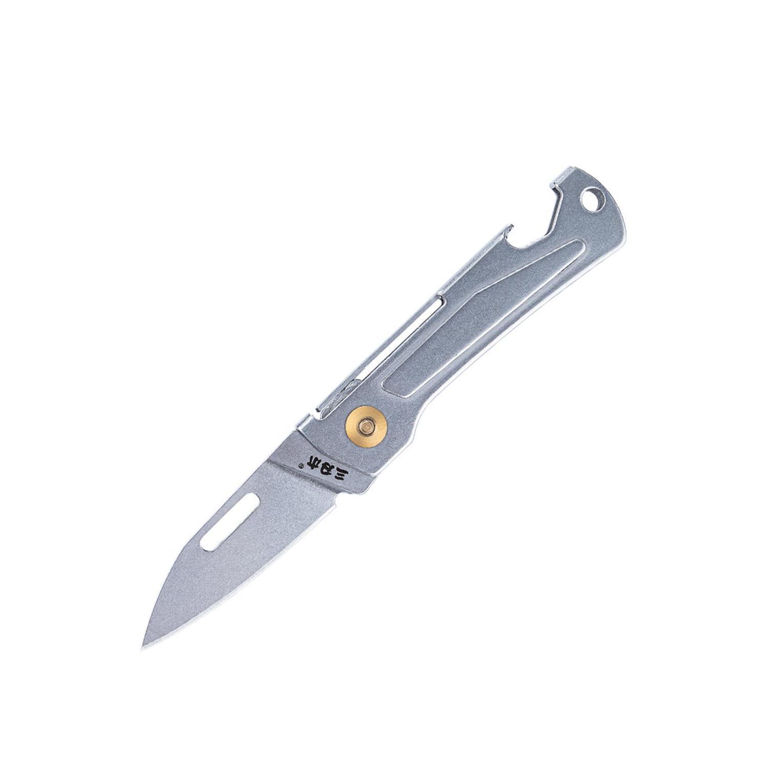 Mini Taschenmesser Mit Flaschenöffner, 4,5 Cm Klinge, Edelstahl, Silber