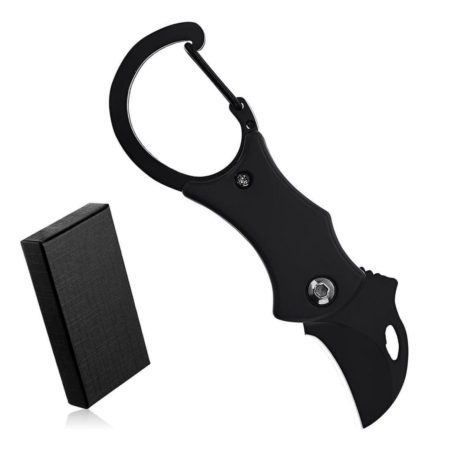 Mini Klappmesser Mit Karabiner, Schlüsselanhänger Messer Schwarz, Edc Outdoor Camping Geschenk