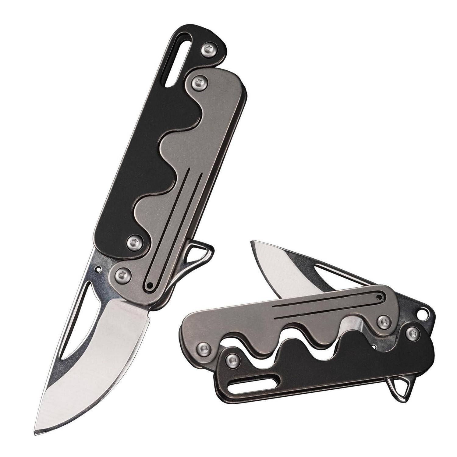 Taschenmesser Mit Titan-griff, D2-stahlklinge, Schlüsselring Und Einhandöffnung