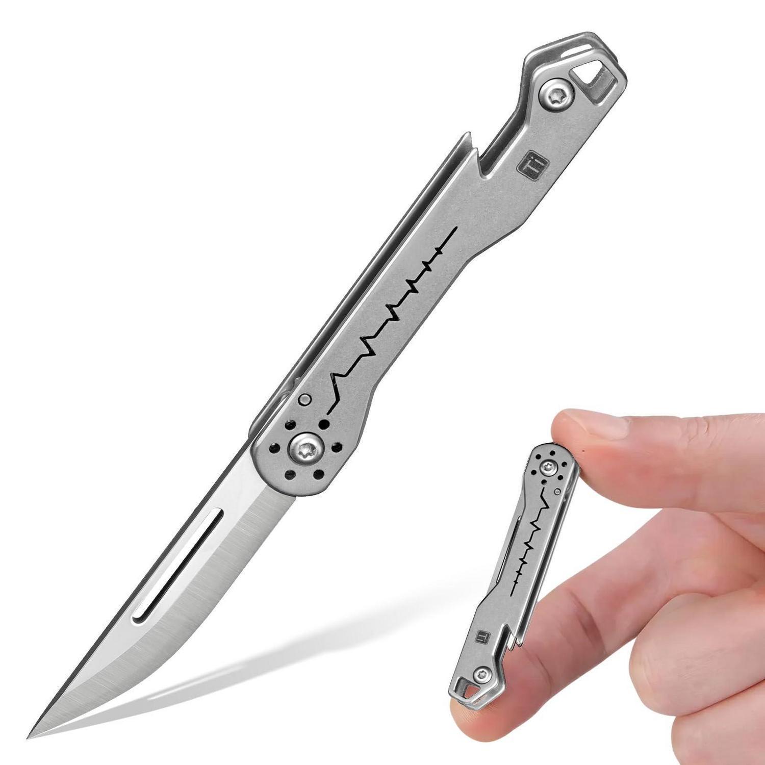 Mini Klappmesser Mit Flaschenöffner, Titan Allzweckmesser Für Männer, Edc Camping Werkzeug