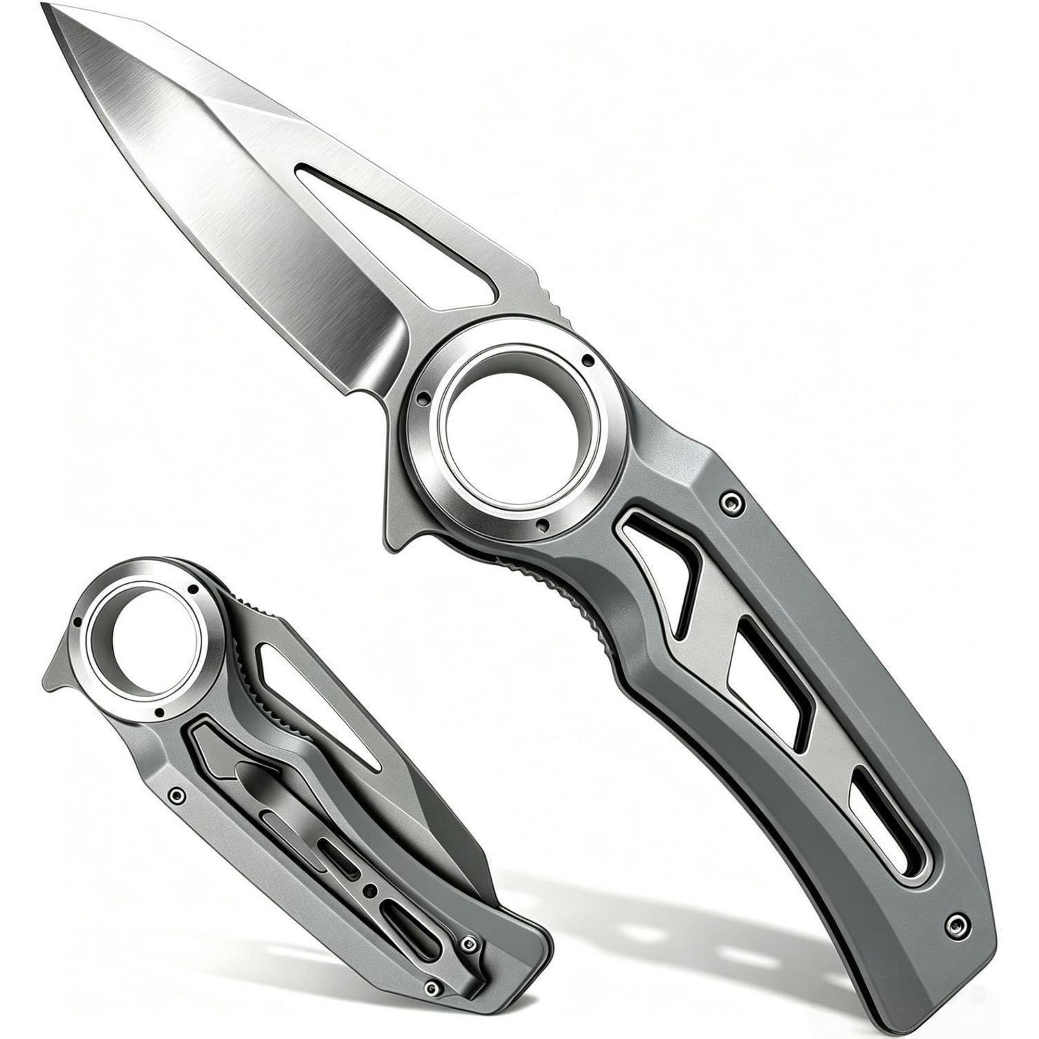 Klappmesser Mit 8cr13mov Klinge, 7,87 Zoll Edc Allzweckmesser Mit Clip, Grau