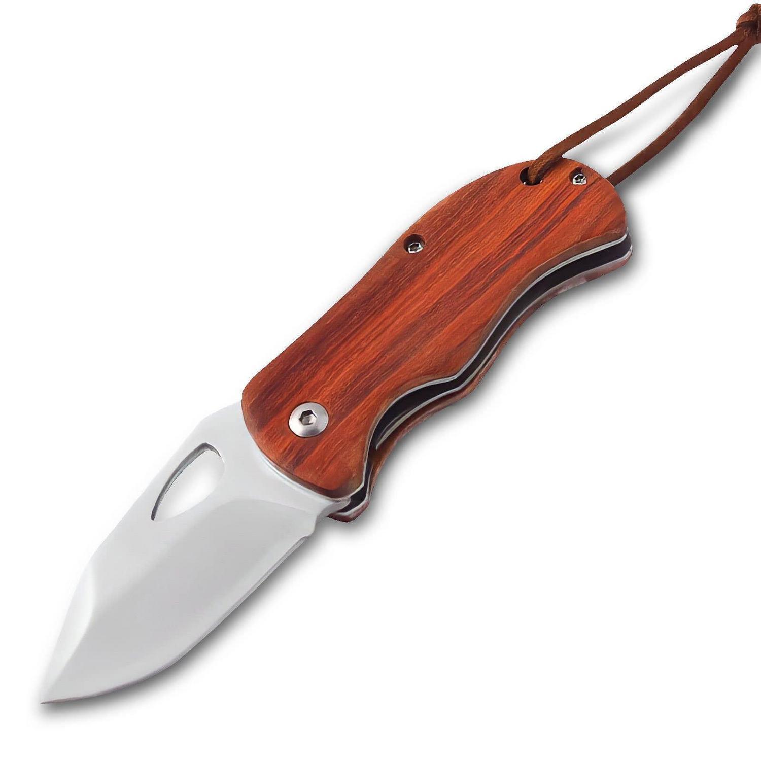 Klappmesser Mit Holzgriff, Edelstahlklinge, Einhandöffnung, Edc, Outdoor, Camping