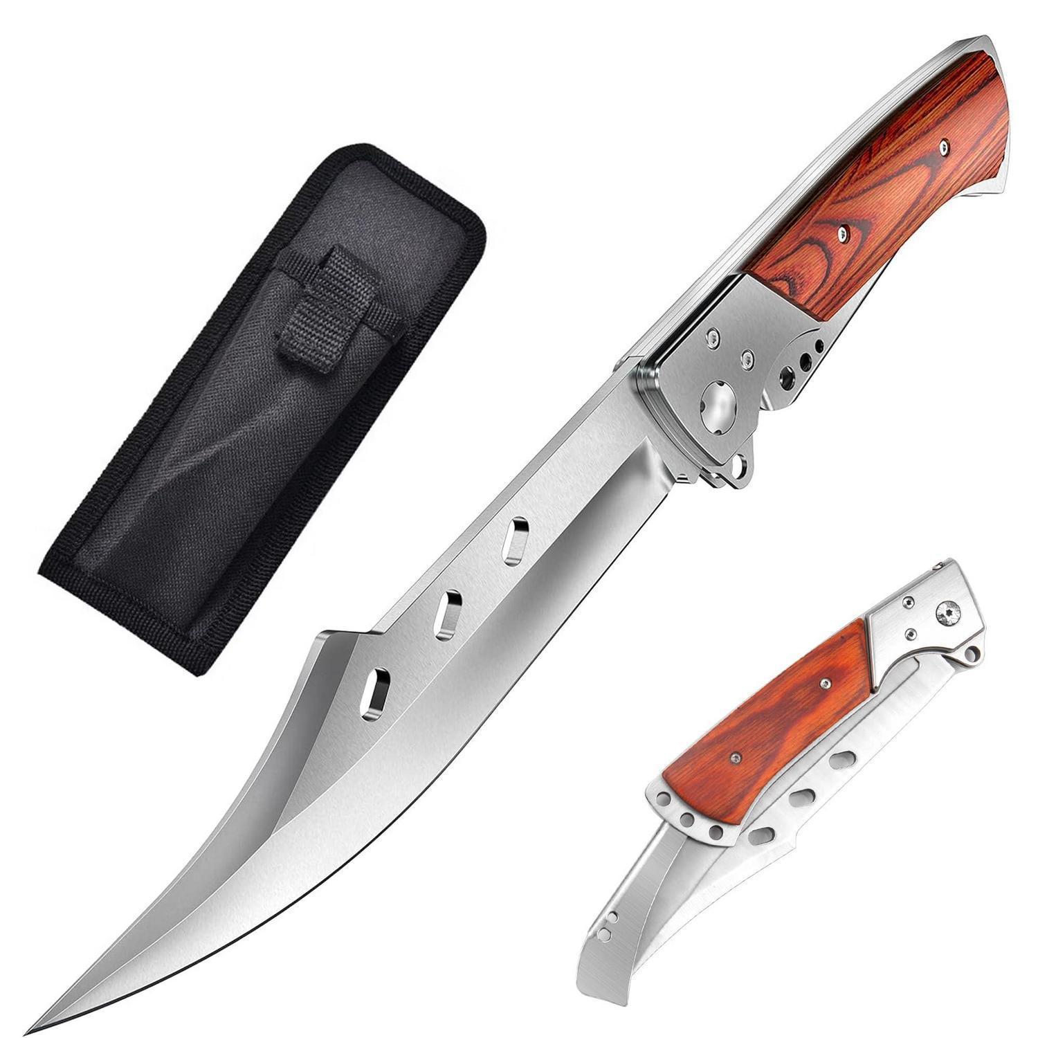 Klappmesser Mit Palisandergriff Und 440c Stahlklinge, Jagdmesser Für Outdoor & Camping