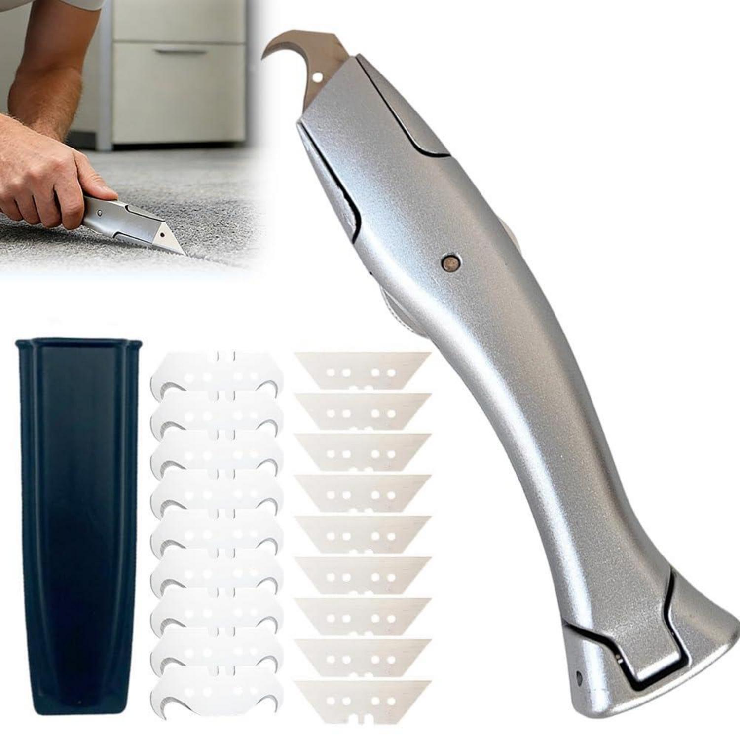 Teppichmesser Mit Hakenklinge, 20 Klingen, Aluminiumlegierung, Ergonomisch