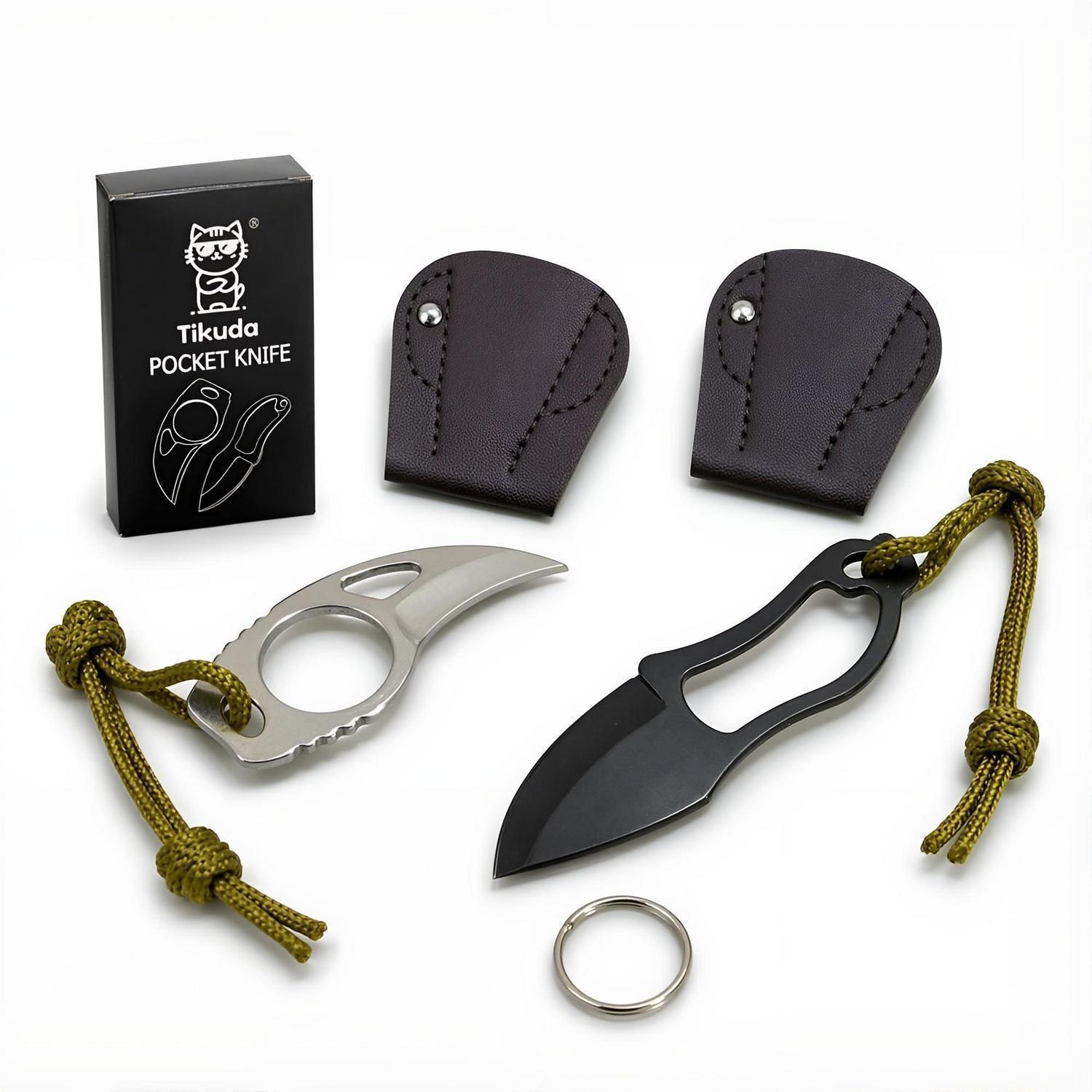 2er Set Mini Taschenmesser Edelstahl Mit Schlüsselring, Edc Klappmesser Für Outdoor & Camping