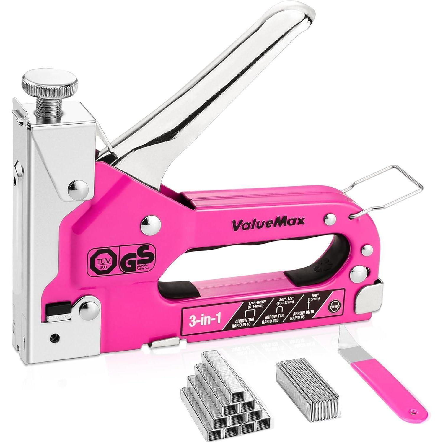Handtacker 3-in-1 Mit 2000 Klammern, Tüv Gs Geprüft, Einstellbare Schusskraft
