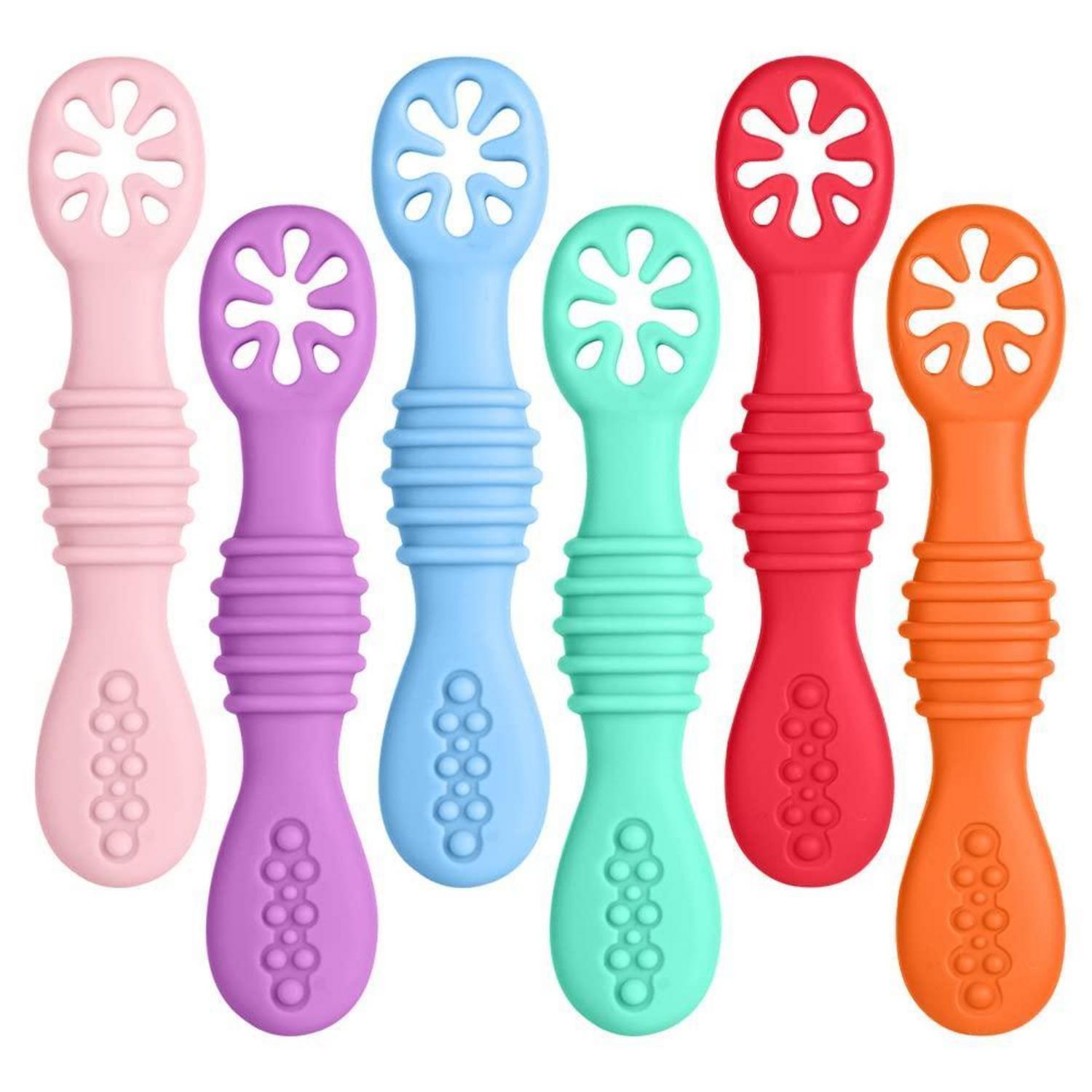 Baby Lernlöffel 6er Set Silikon Weich Ab 4 Monate Bpa-frei Für Selbstfütterung