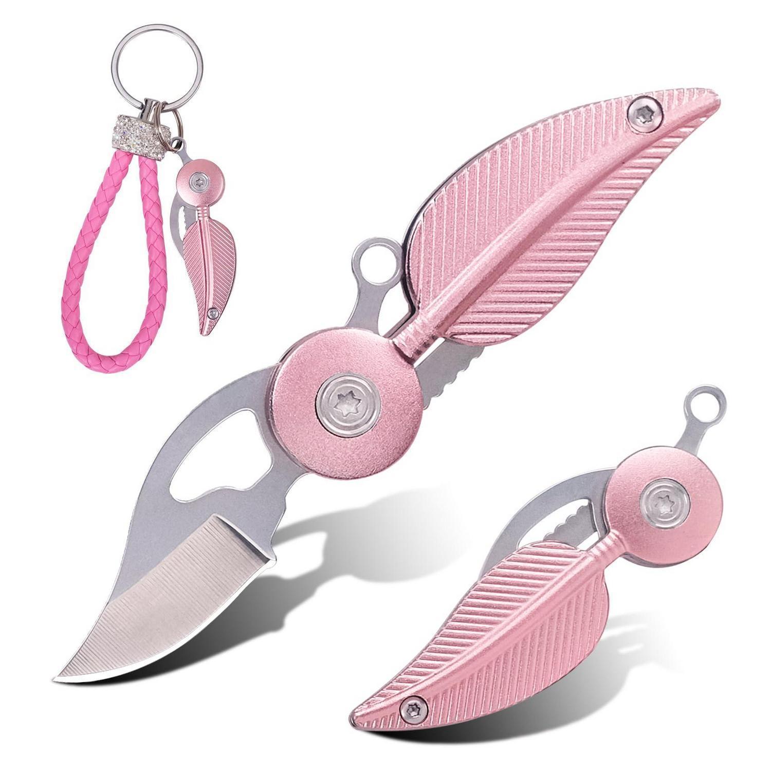 Mini Klappmesser Mit Schlüsselanhänger, Aluminiumlegierung, Rosa