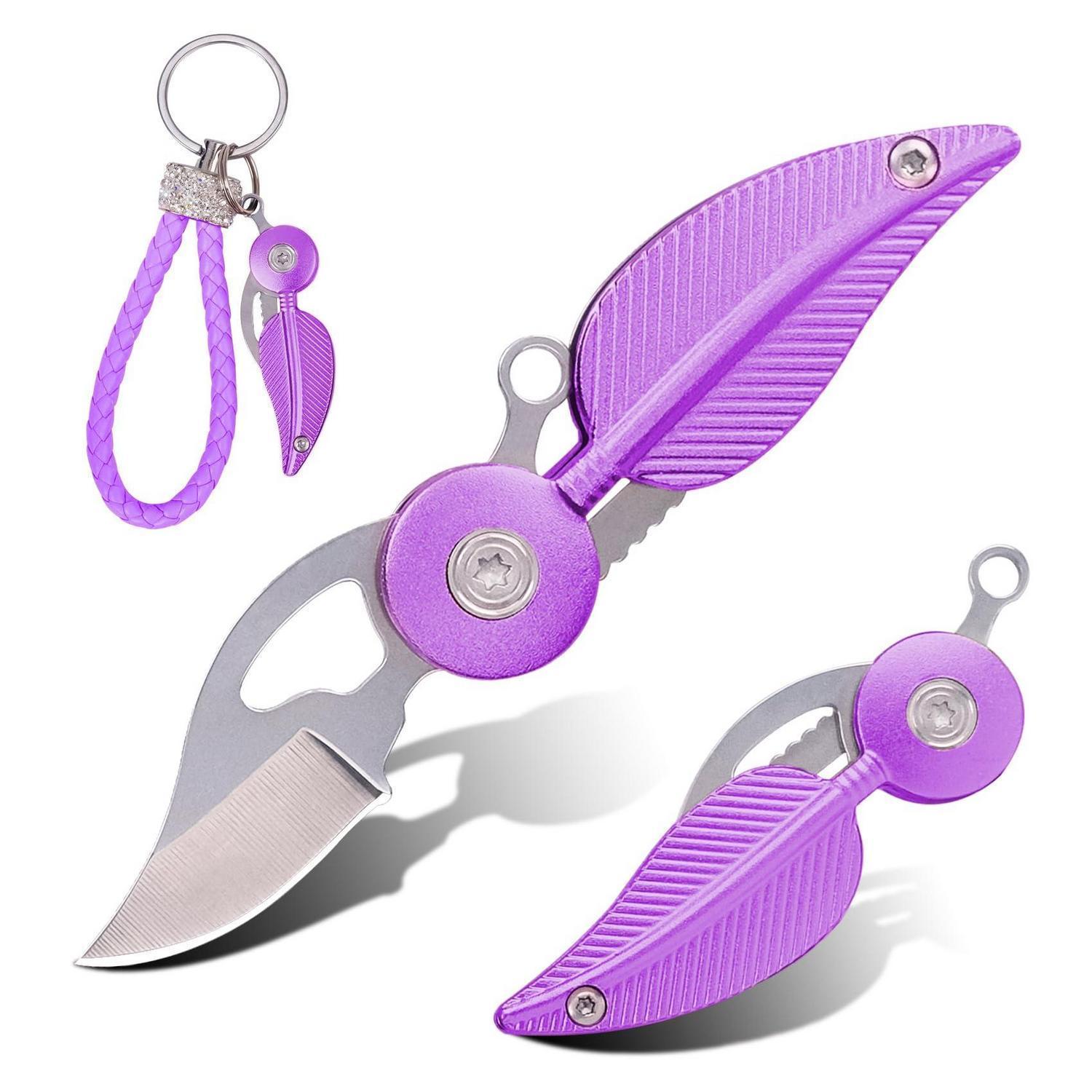 Mini Klappmesser Mit Aluminiumgriff, Schlüsselanhänger, Lila