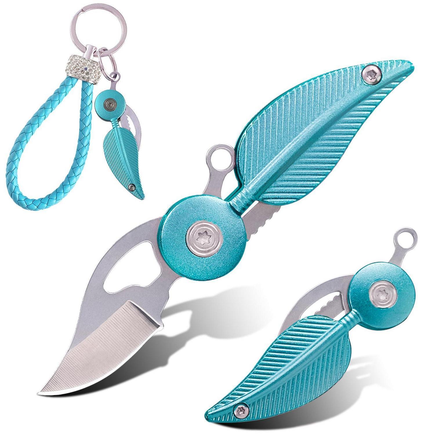 Mini Taschenmesser Mit Aluminiumgriff, Schlüsselanhänger, Blau