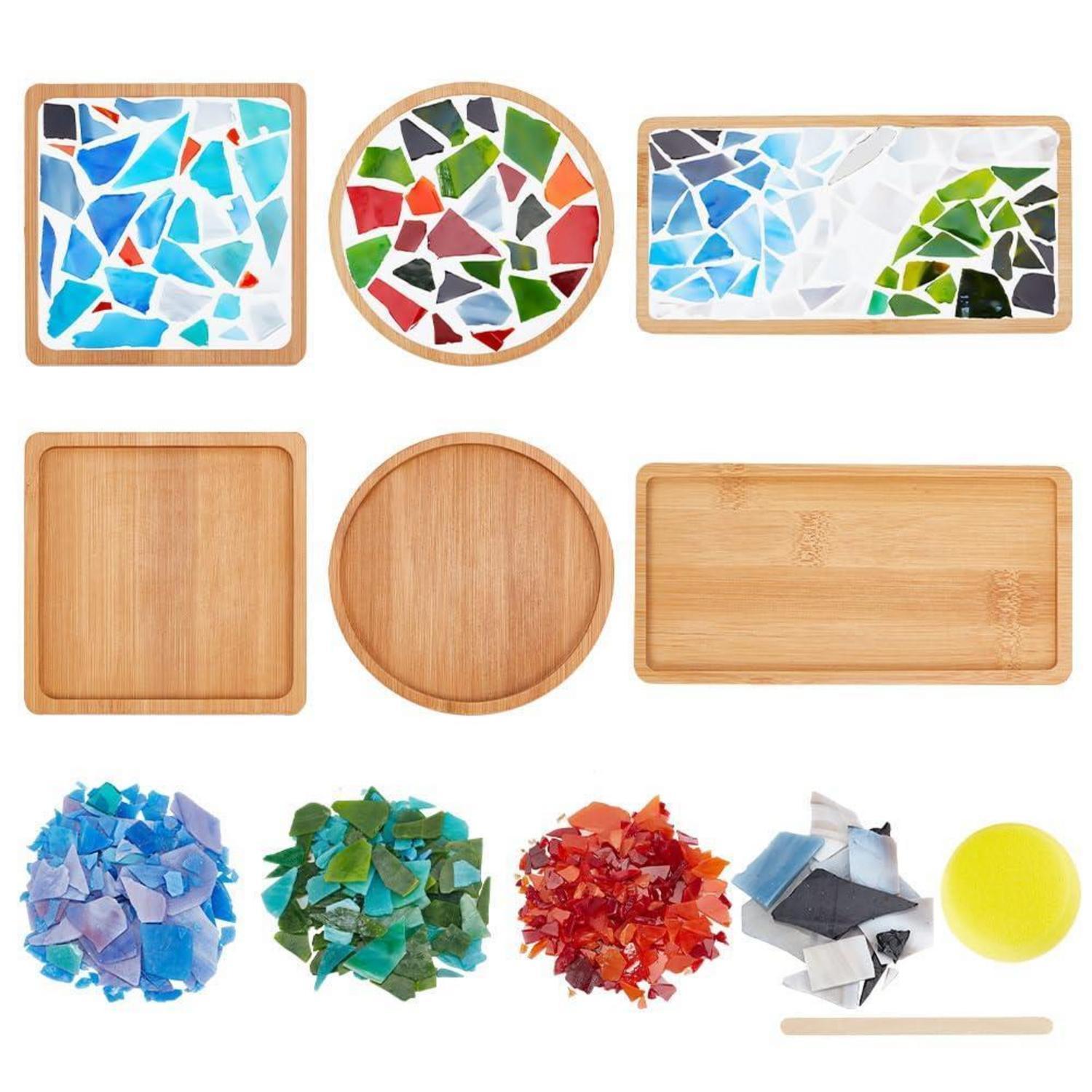 Diy Mosaik Untersetzer Set 3-teilig Zum Selbermachen Mit Bambusbasis